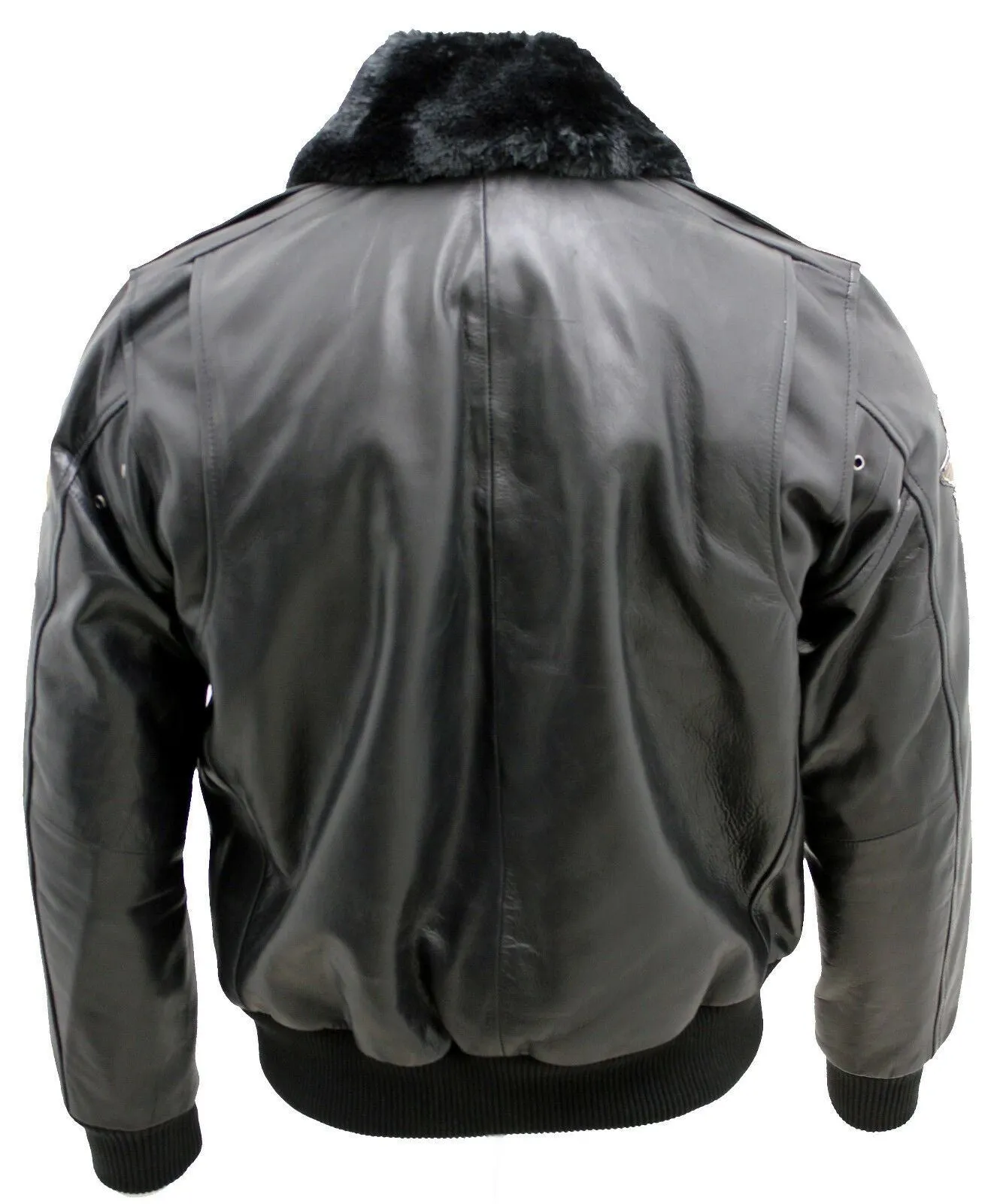 Cow Hide Detachable Collar Leather Flight Bomber Jacket 3 Cow Hide Detachable Collar Leather Flight Bomber Jacket