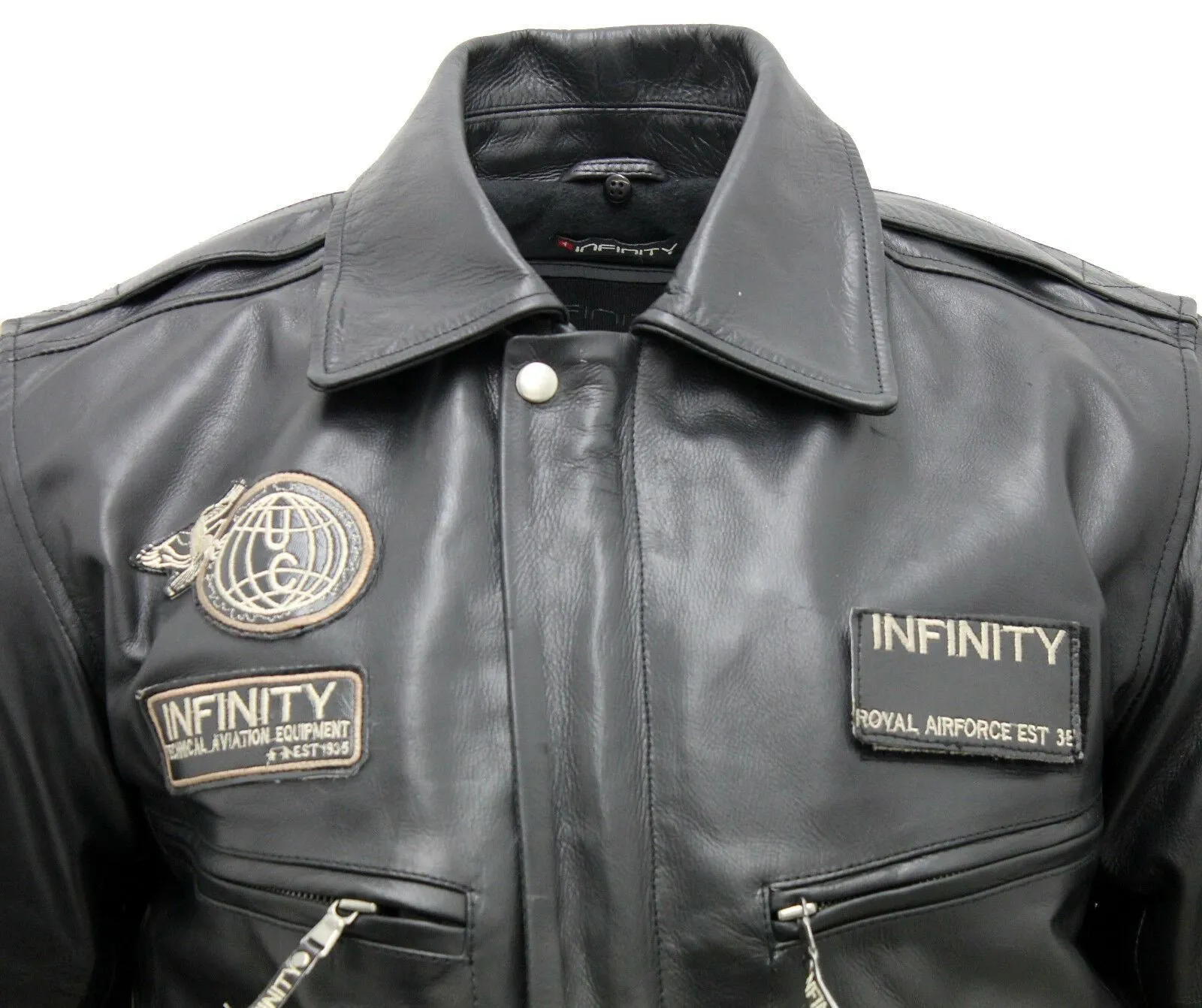 Cow Hide Detachable Collar Leather Flight Bomber Jacket 5 Cow Hide Detachable Collar Leather Flight Bomber Jacket