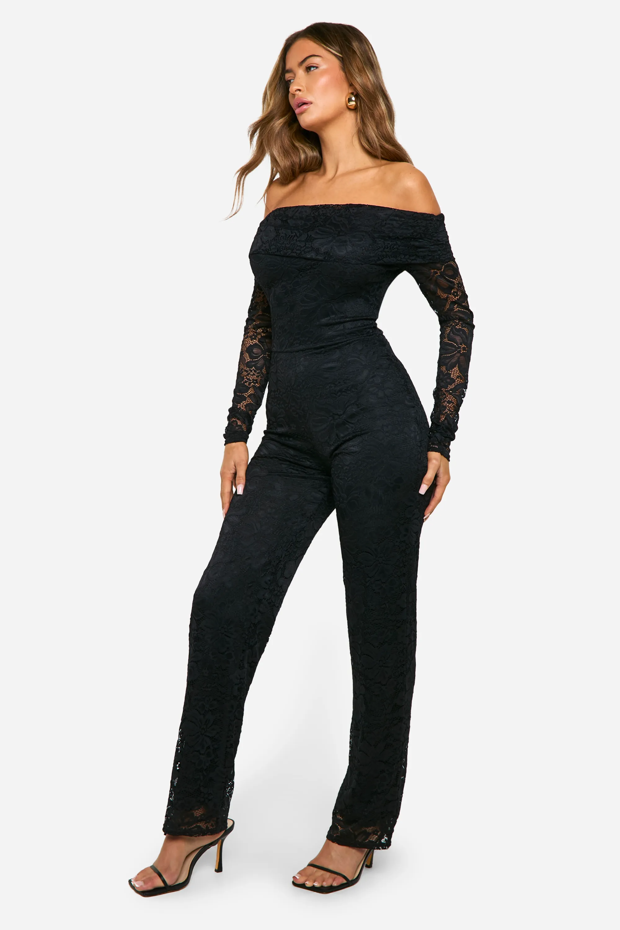 Lace Bardot Wide Leg Jumpsuit 3 Lace Bardot Wide Leg Jumpsuit