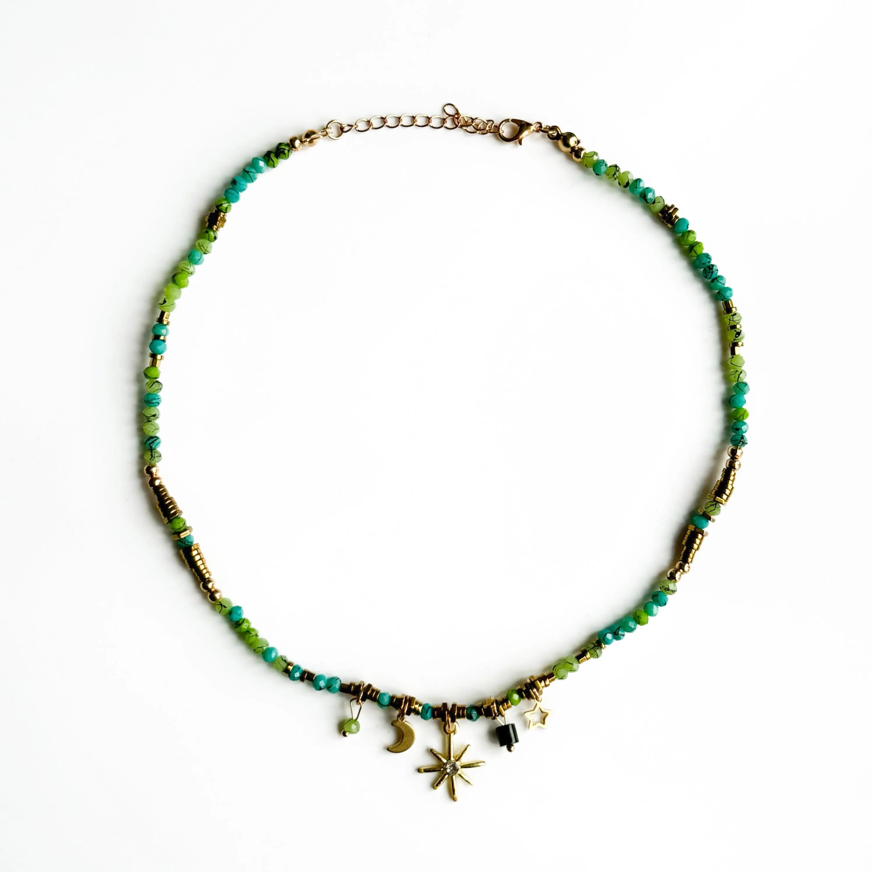 Gaia Aqua Beaded Necklace 1 Gaia Aqua Beaded Necklace
