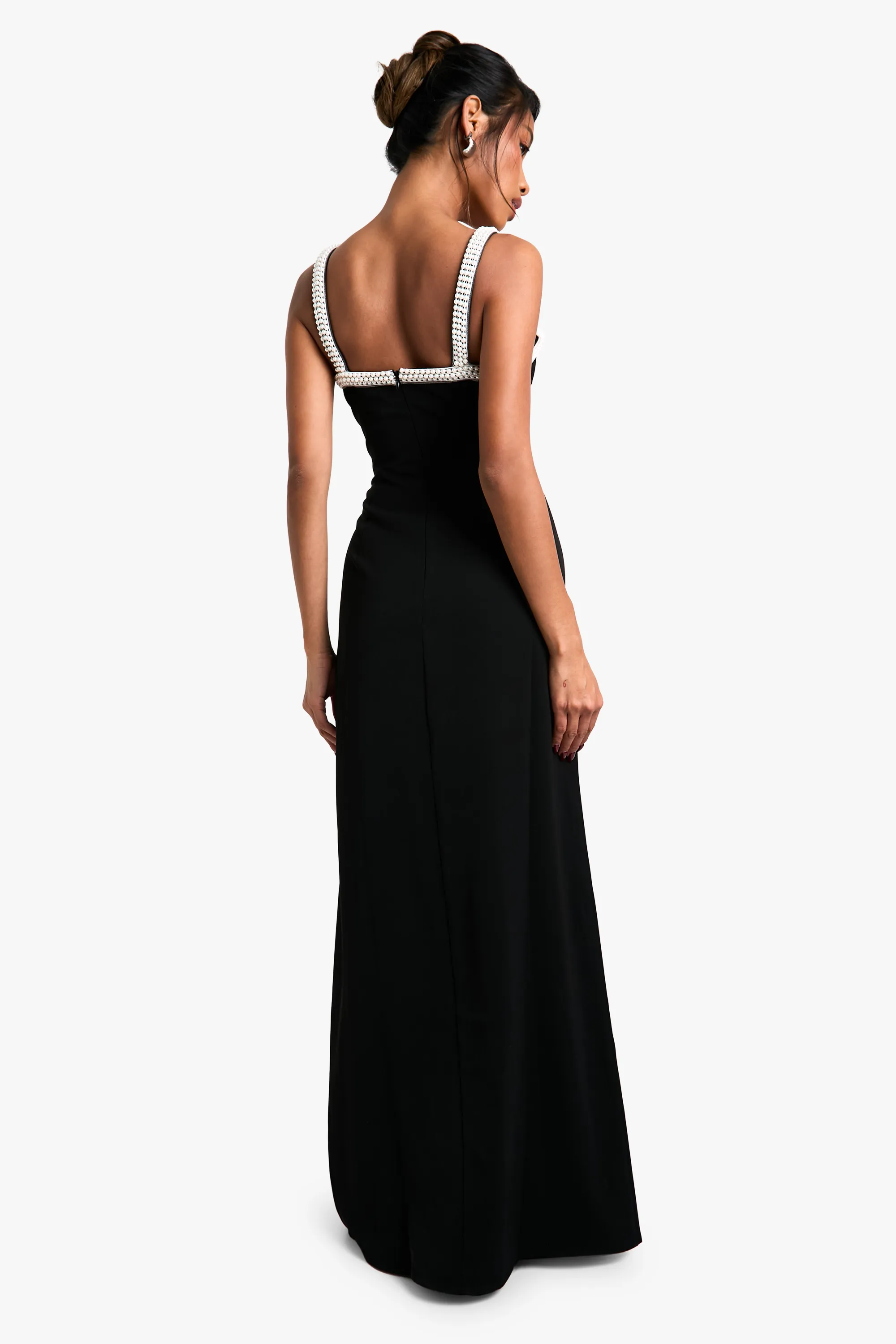 Neck Pearl Trim DetailMaxi Dress 2 Neck Pearl Trim DetailMaxi Dress