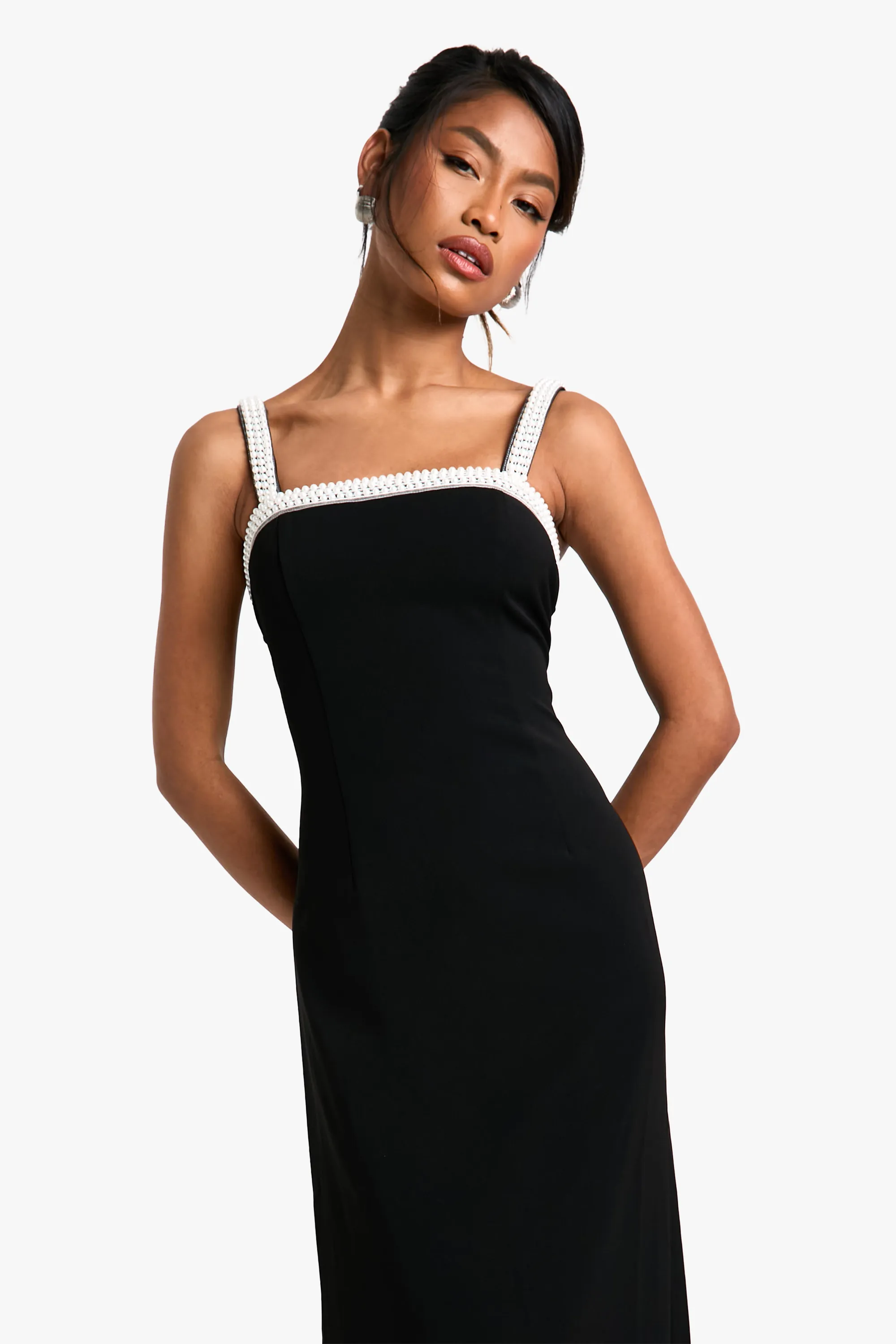 Neck Pearl Trim DetailMaxi Dress 4 Neck Pearl Trim DetailMaxi Dress