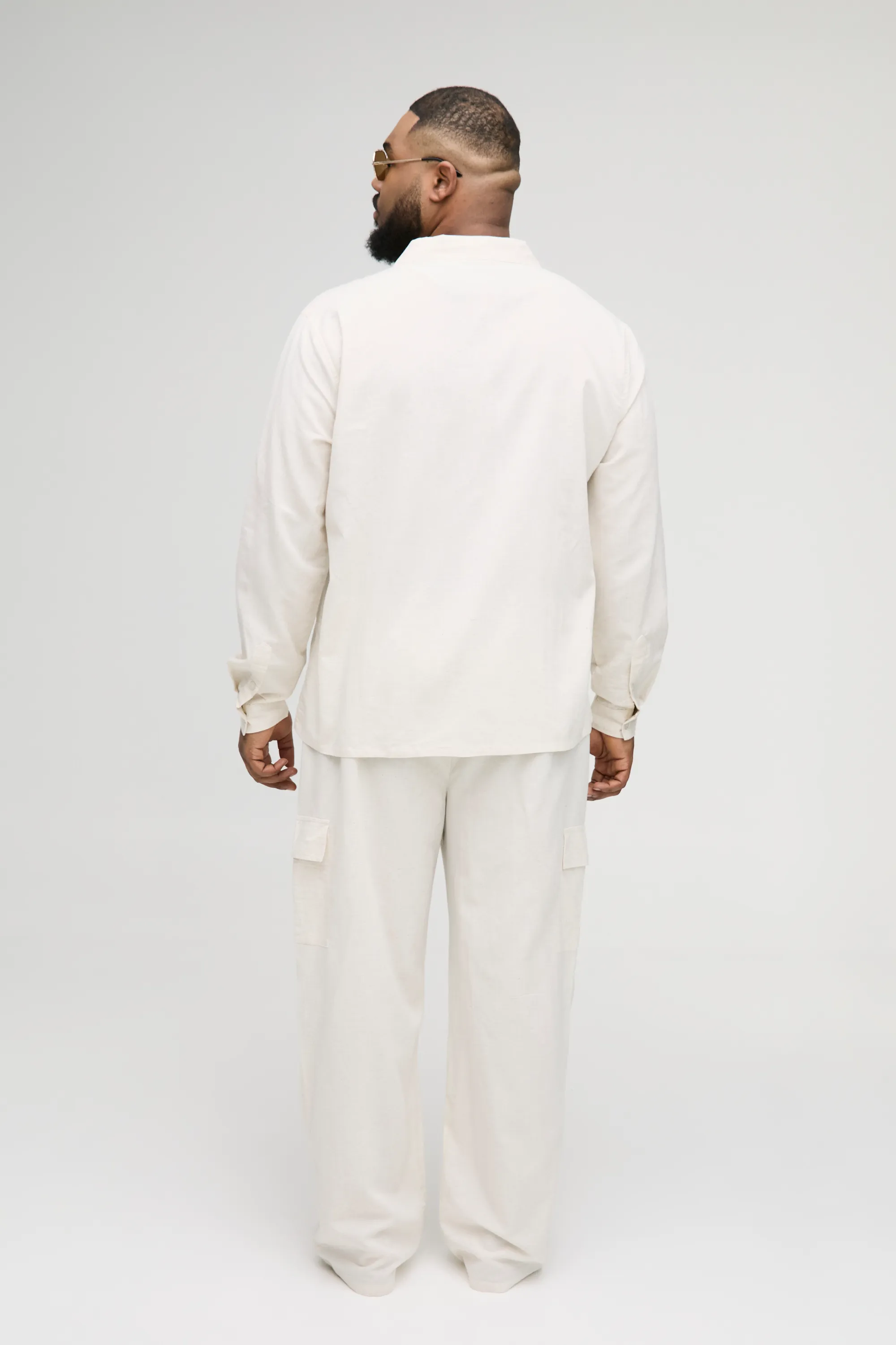 Plus Regular Linen Cargo Shirt & Trouser Set 2 Plus Regular Linen Cargo Shirt & Trouser Set