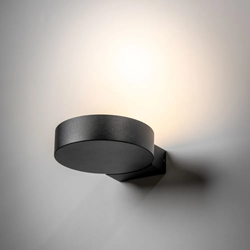 Darcy Black Adjustable Round LED Outdoor Wall Light 3000k Warm White IP54 4 Darcy Black Adjustable Round LED Outdoor Wall Light 3000k Warm White IP54