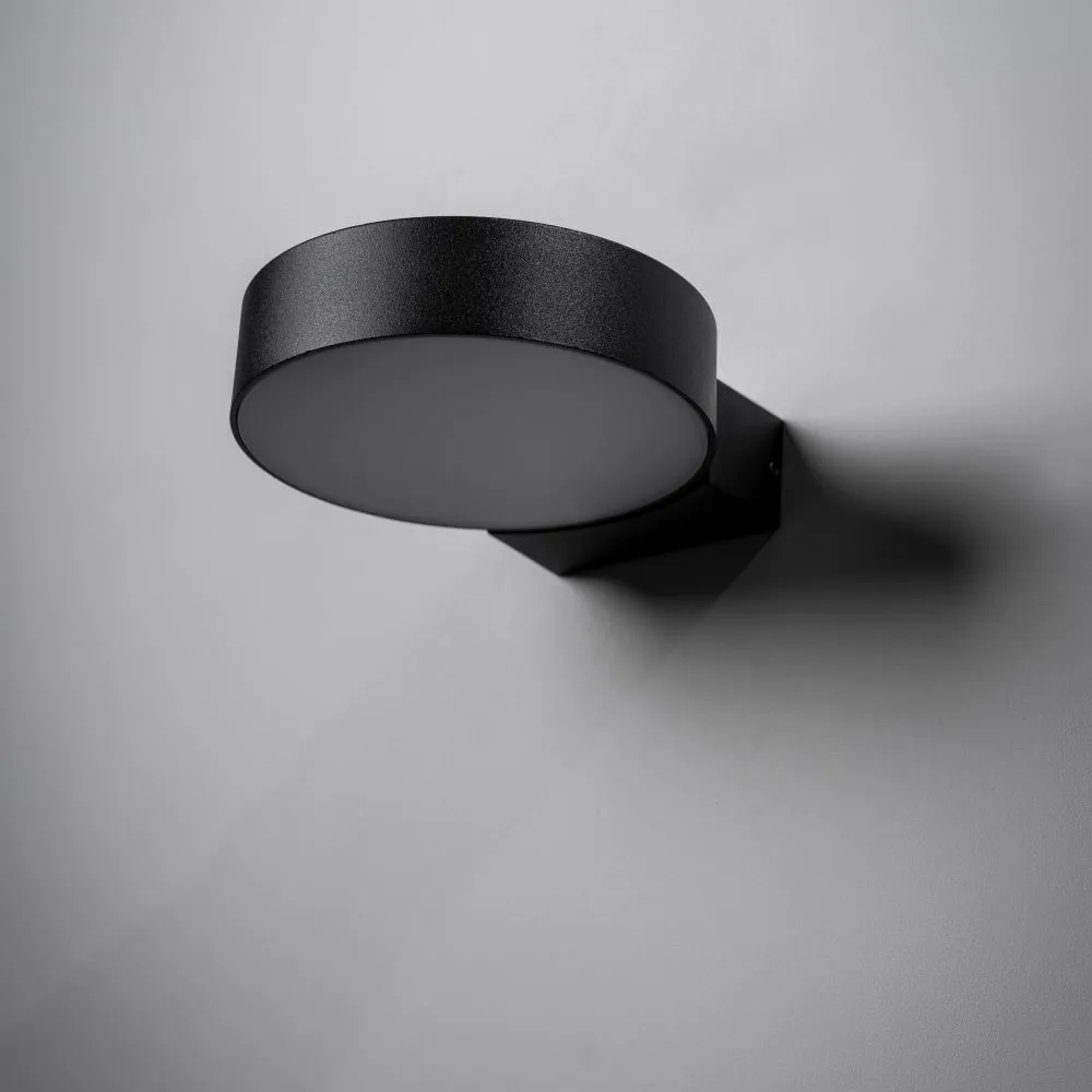 Darcy Black Adjustable Round LED Outdoor Wall Light 3000k Warm White IP54 5 Darcy Black Adjustable Round LED Outdoor Wall Light 3000k Warm White IP54