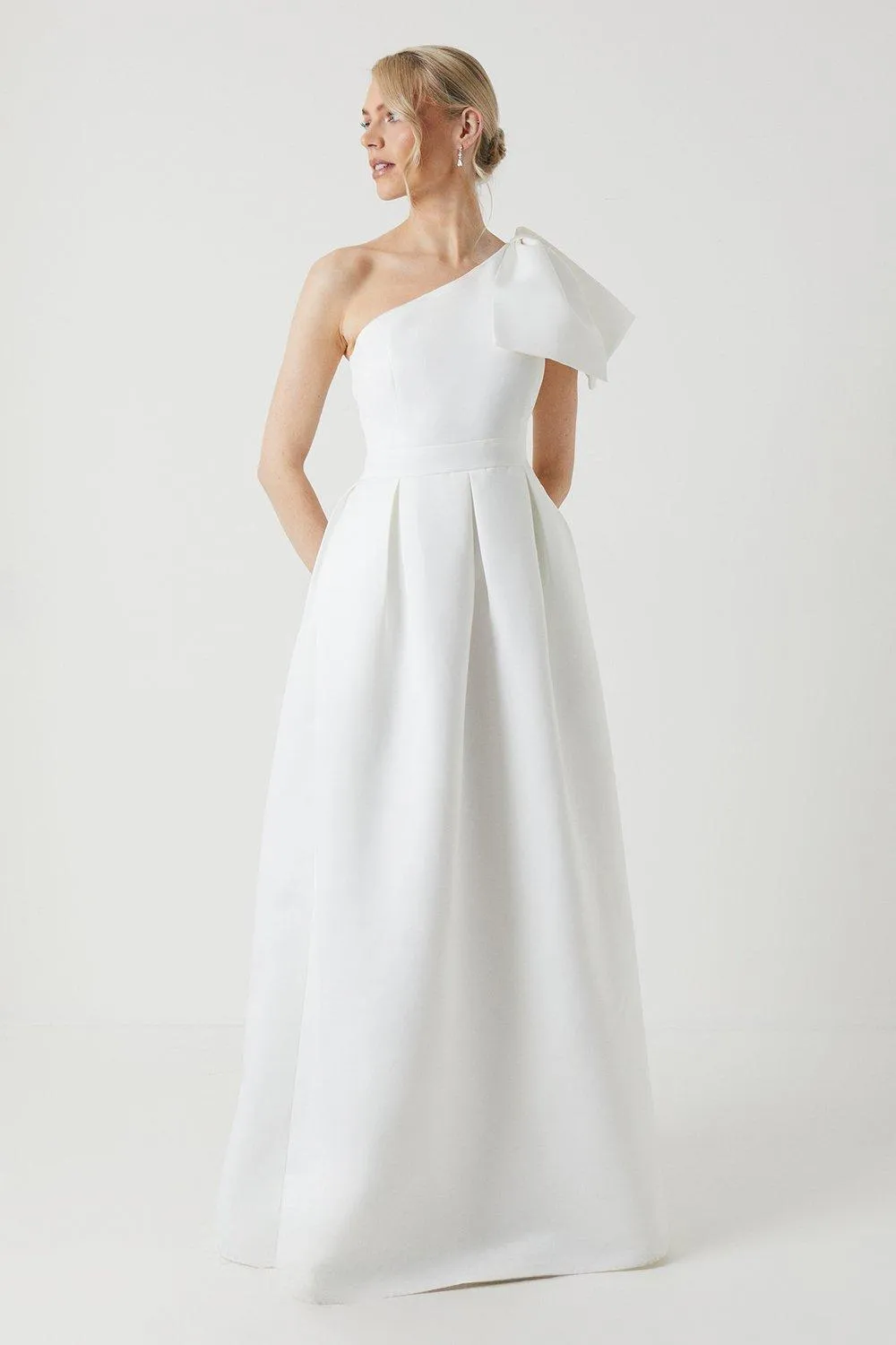 Bow One Shoulder Full Skirted Wedding Dress