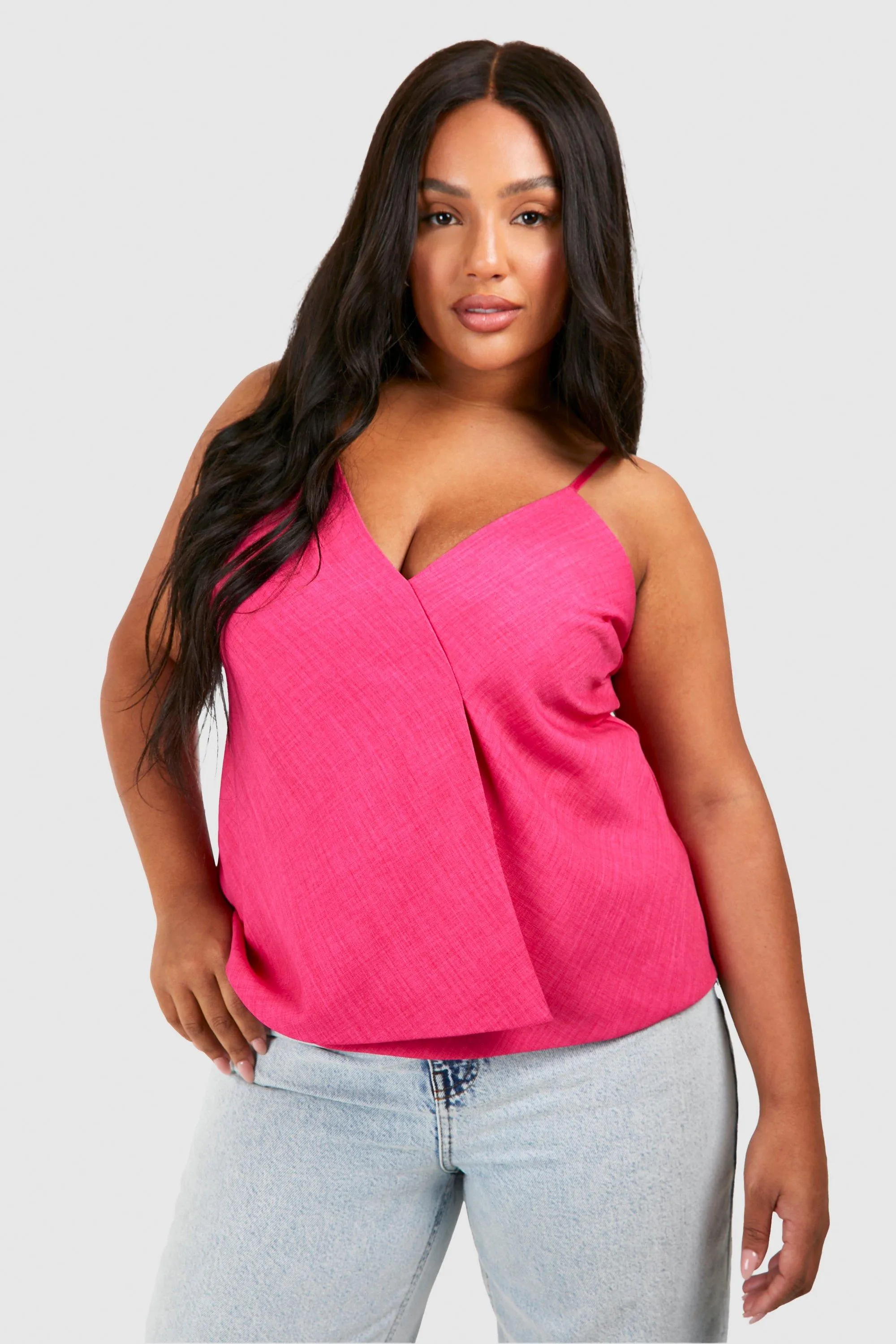 Plus Linen Look Longline Cami Top