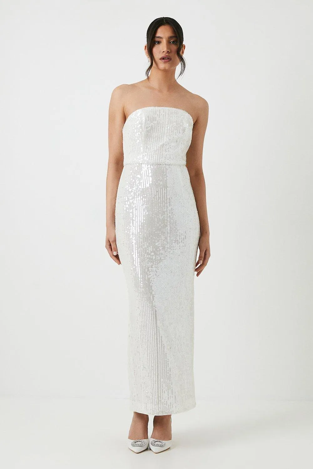 Sequin Bandeau Column Wedding Dress