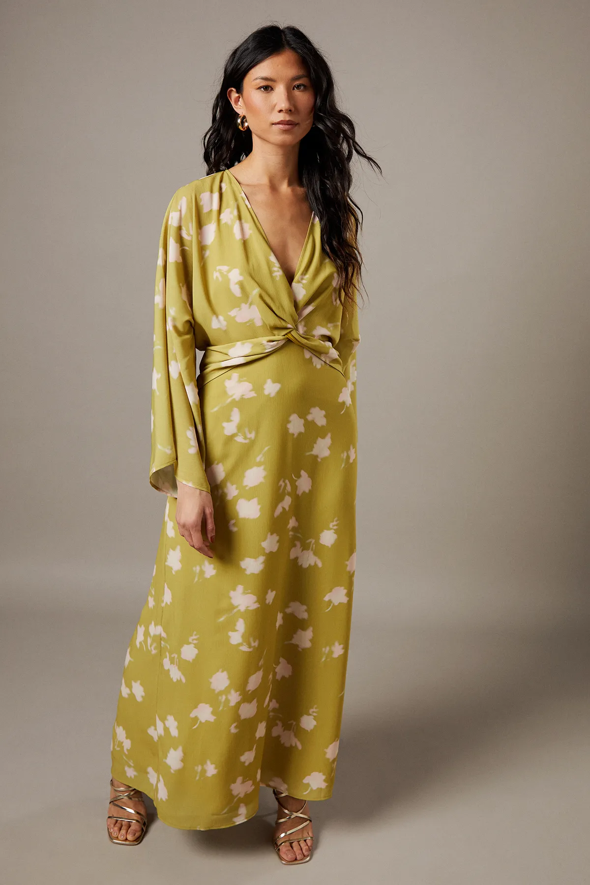 Chiffon Wrap Knot Front Maxi Dress 1 Chiffon Wrap Knot Front Maxi Dress