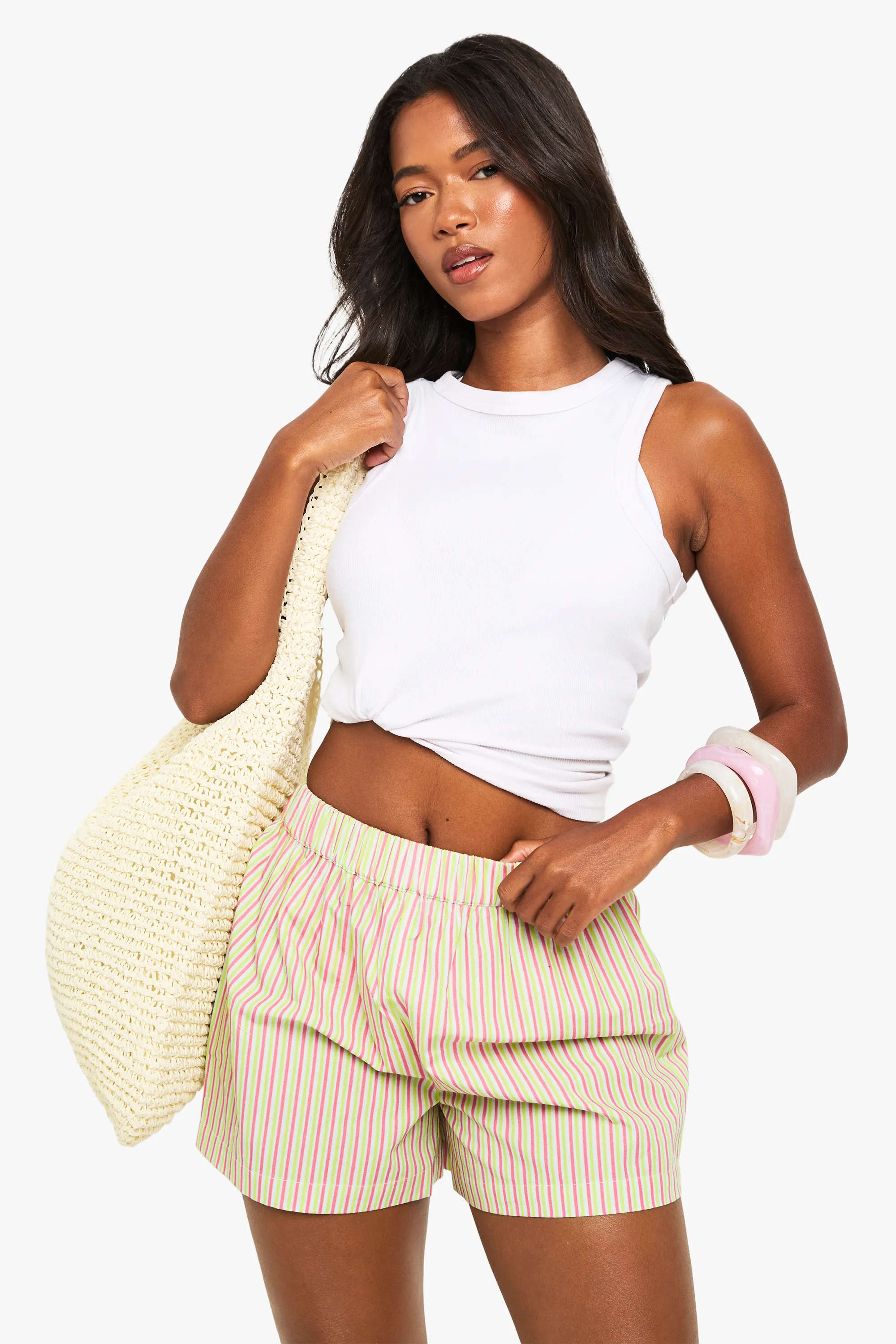 Beach Poplin Stripe Boxer Shorts