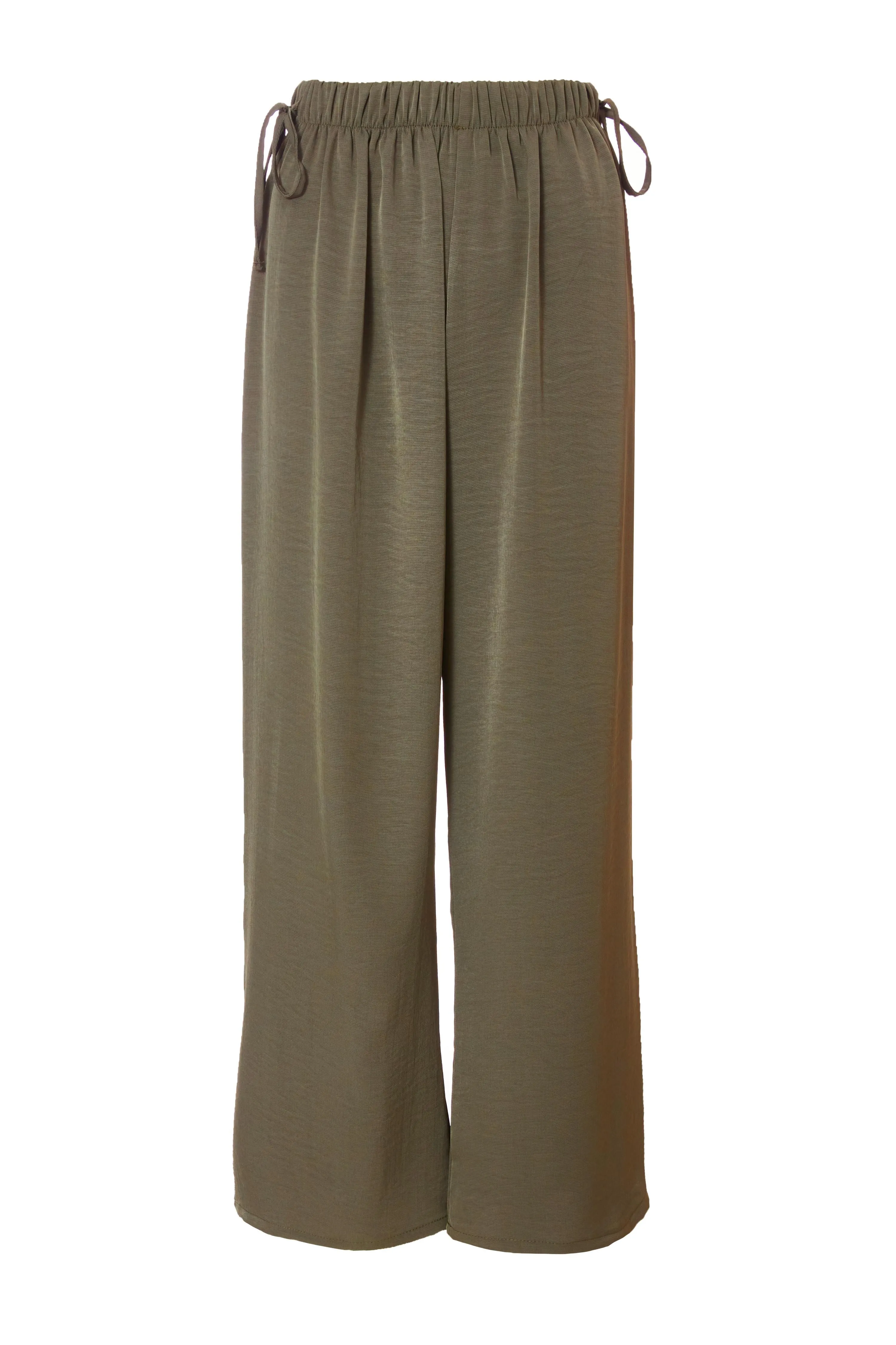 Khaki Tie Waist Palazzo Trousers 4 Khaki Tie Waist Palazzo Trousers