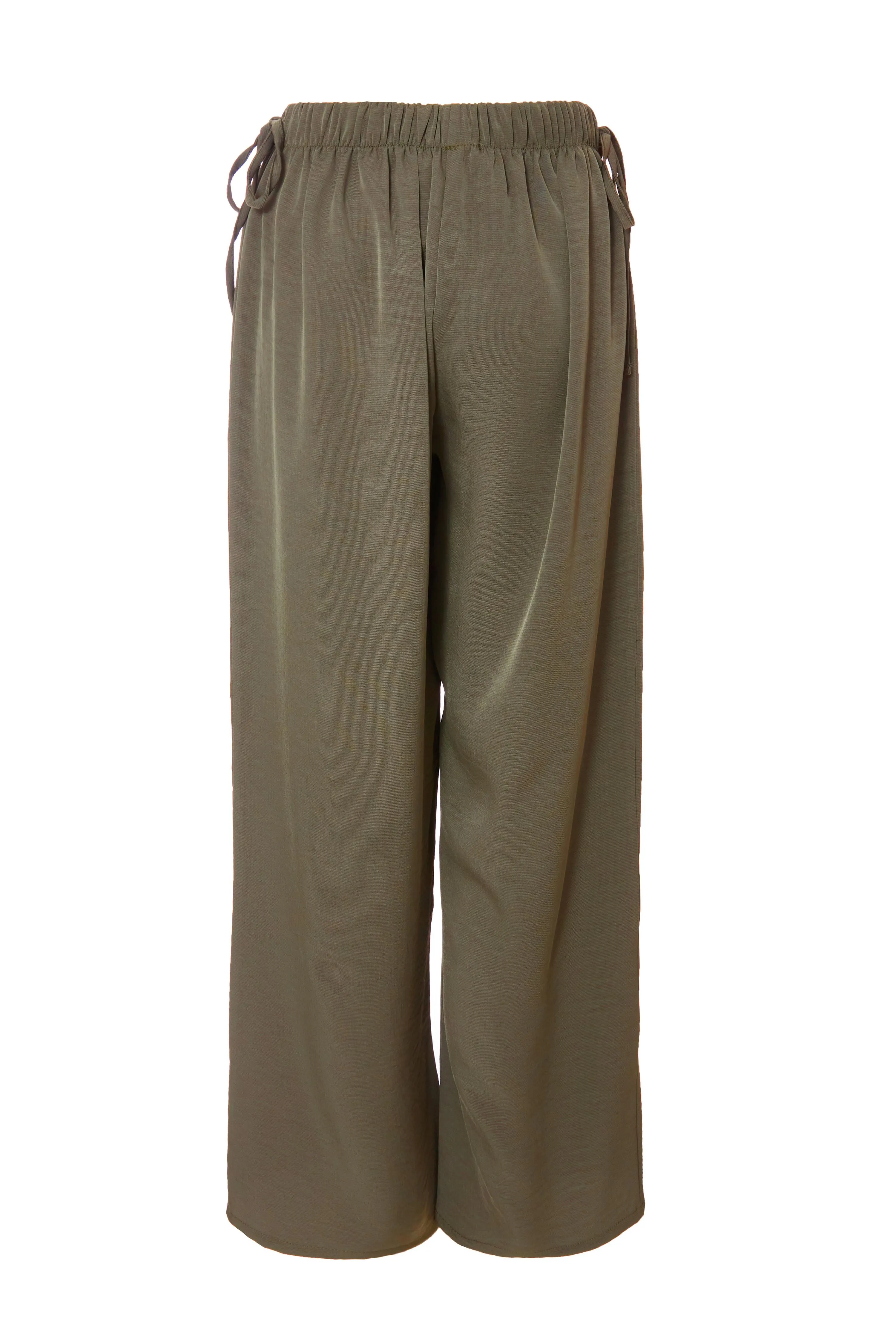 Khaki Tie Waist Palazzo Trousers 5 Khaki Tie Waist Palazzo Trousers