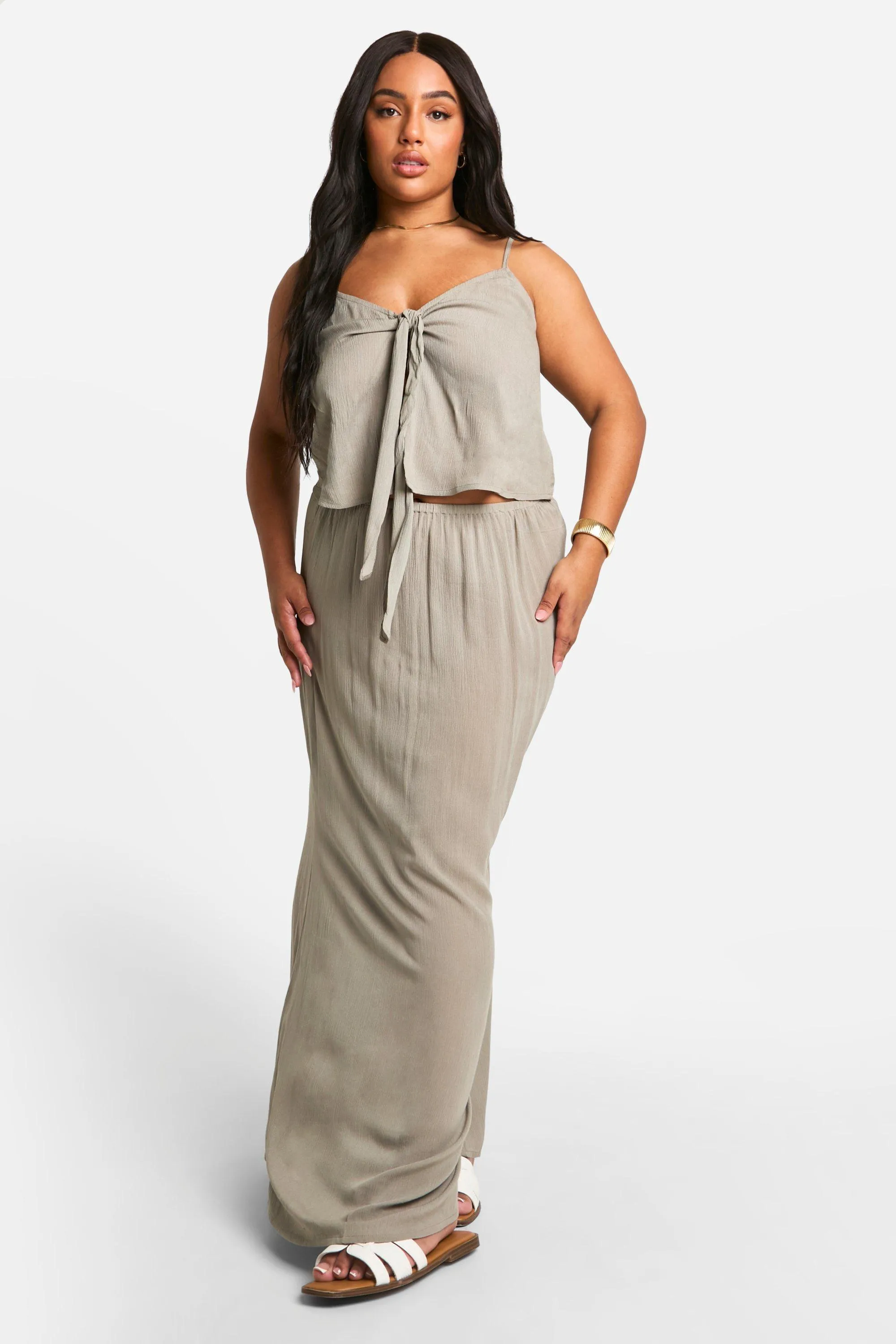 Plus Cheesecloth Tie Front Top 3 Plus Cheesecloth Tie Front Top