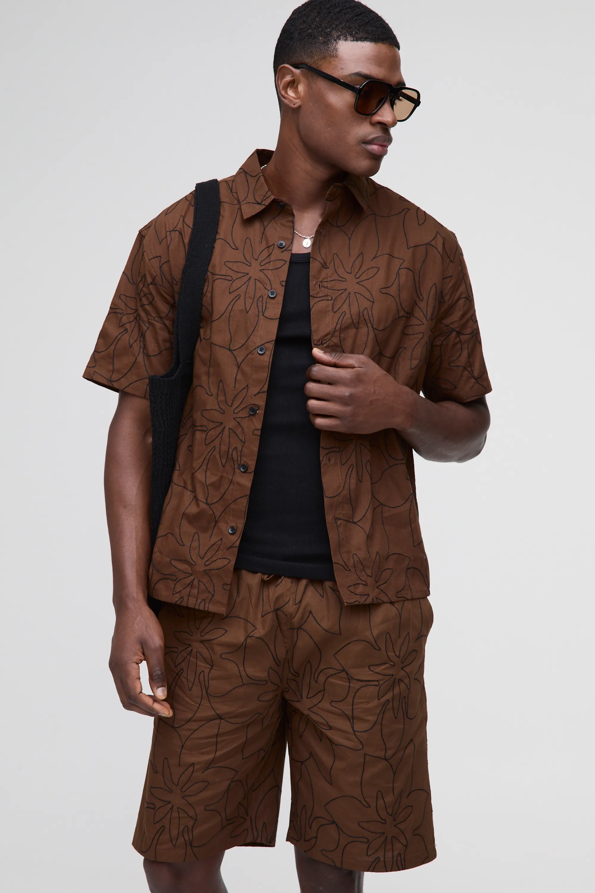 Oversized Collared Shirt & Relaxed Short Set 1 Oversized Collared Shirt & Relaxed Short Set