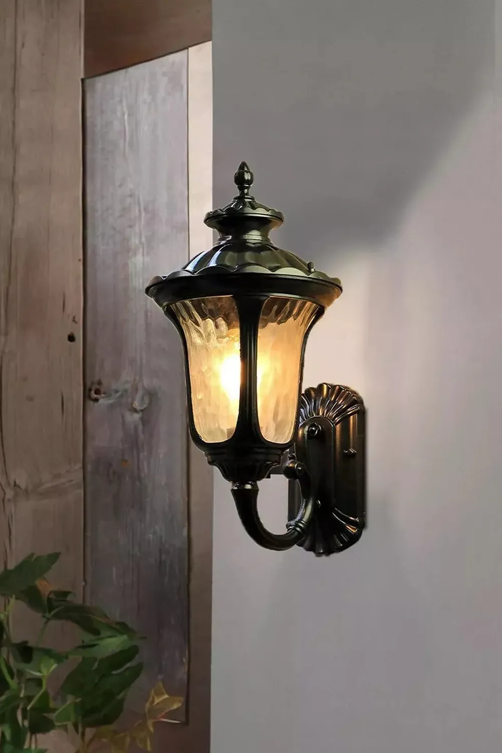 Modern Waterproof Outdoor Wall Lamp with Bottom Glass Lantern