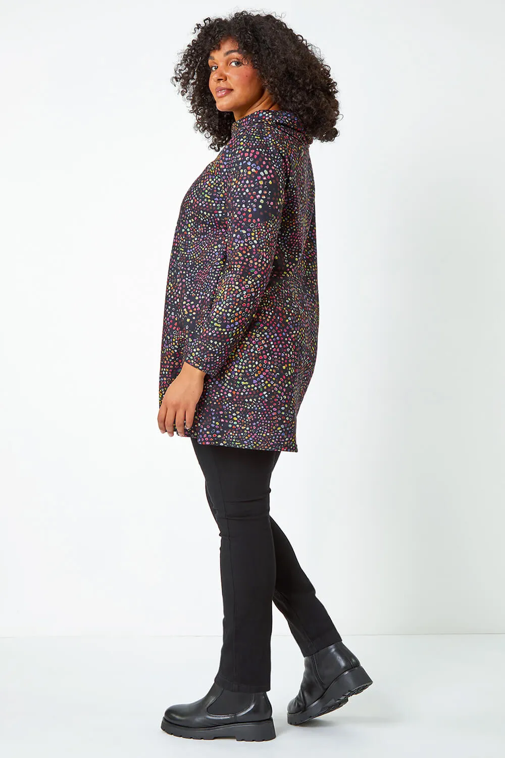 Curve Roll Neck Ditsy Stretch Tunic Top 3 Curve Roll Neck Ditsy Stretch Tunic Top