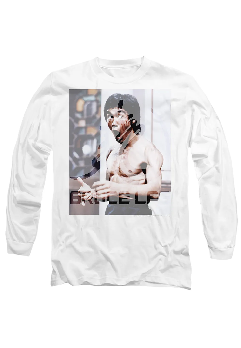 Bruce Lee Revving Up Long Sleeve T-Shirt, White