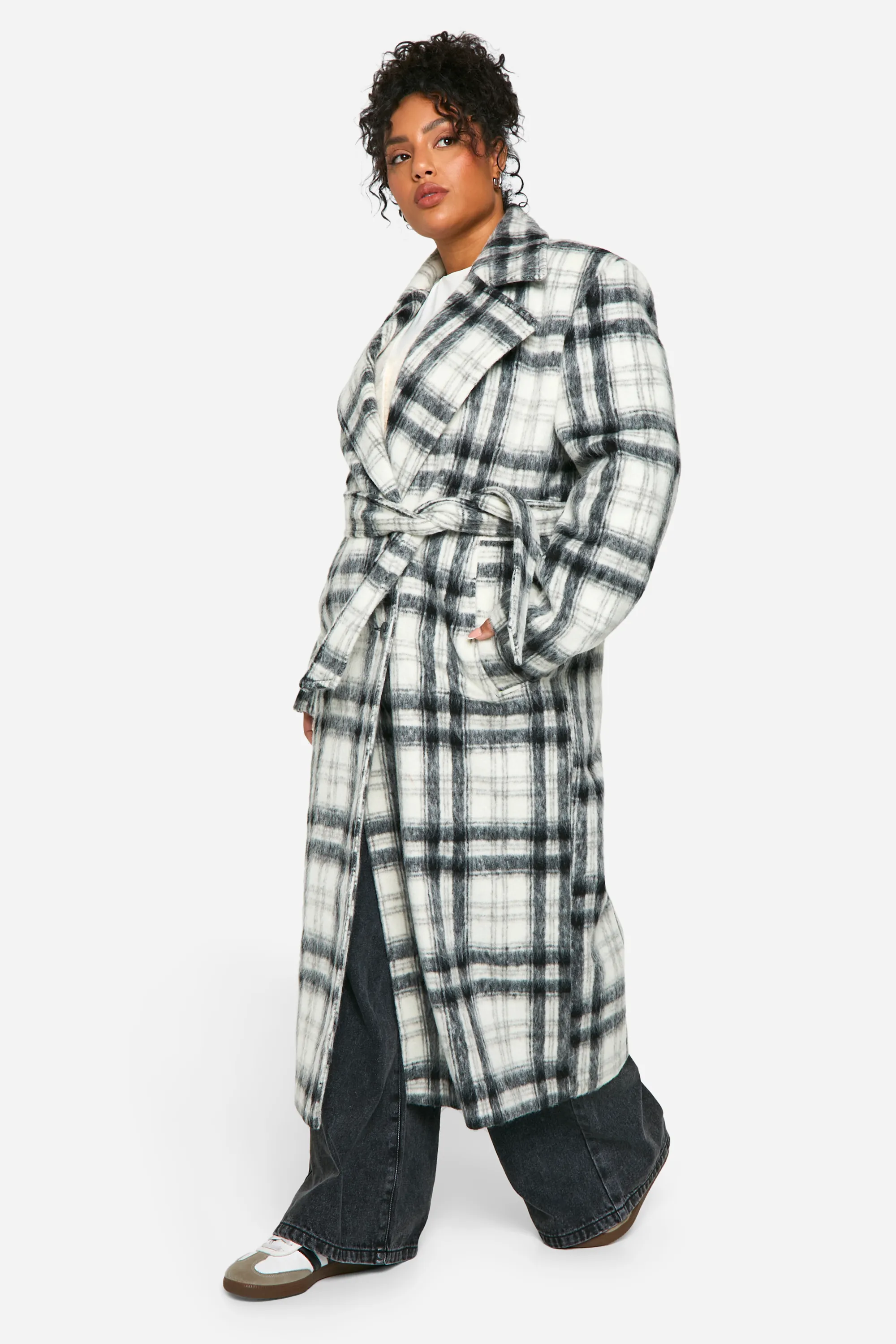 Plus Check Oversized Wool Look Coat 1 Plus Check Oversized Wool Look Coat