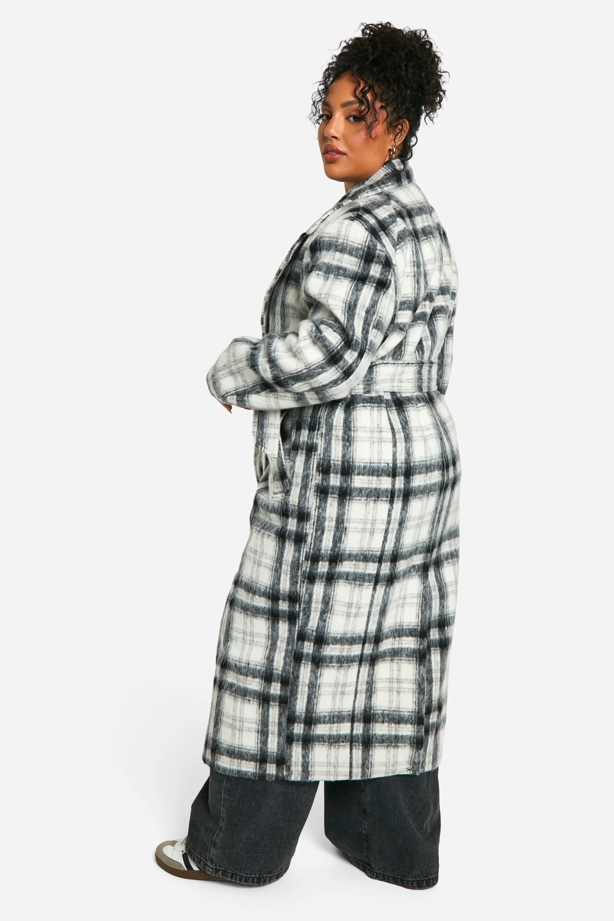 Plus Check Oversized Wool Look Coat 2 Plus Check Oversized Wool Look Coat