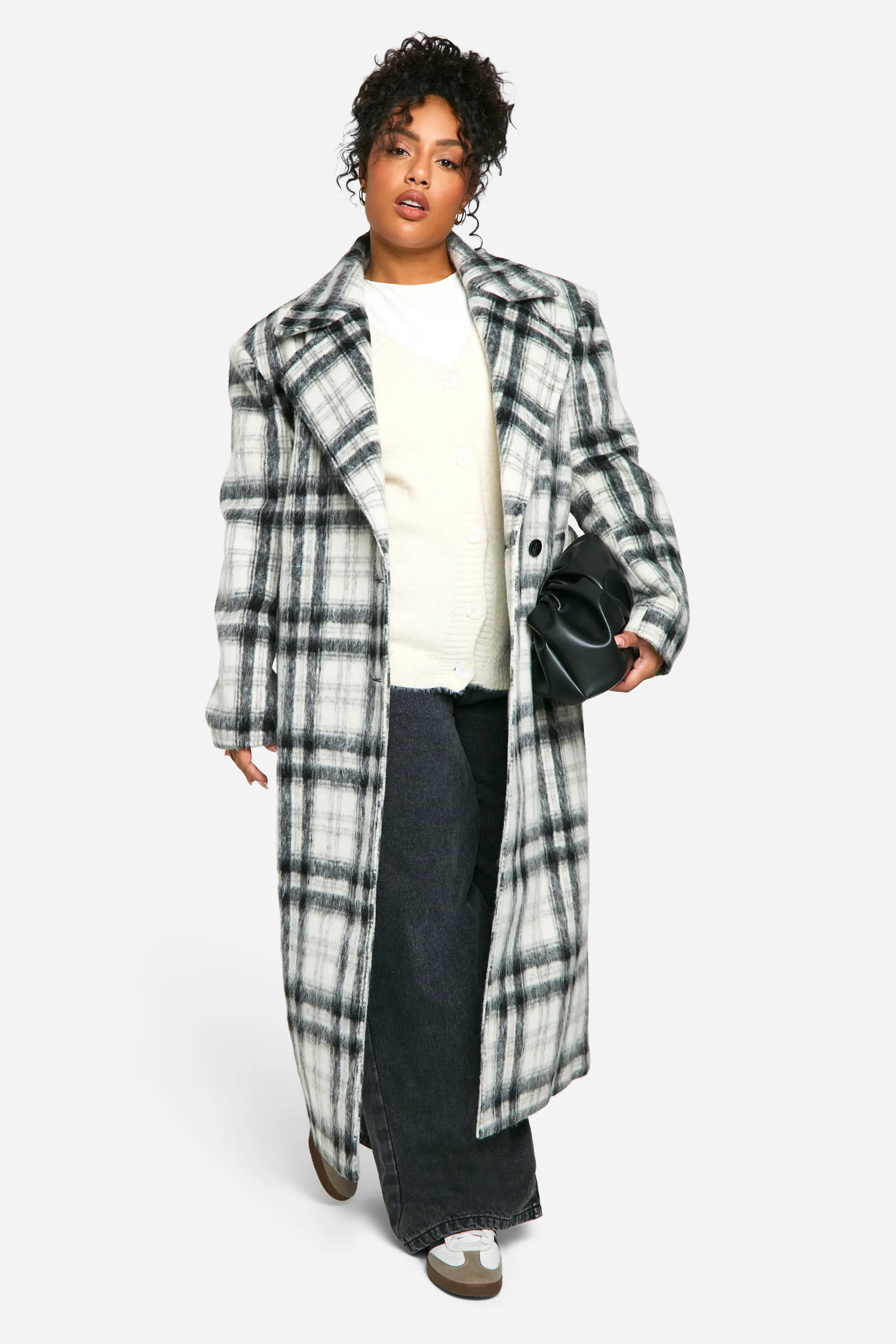 Plus Check Oversized Wool Look Coat 3 Plus Check Oversized Wool Look Coat
