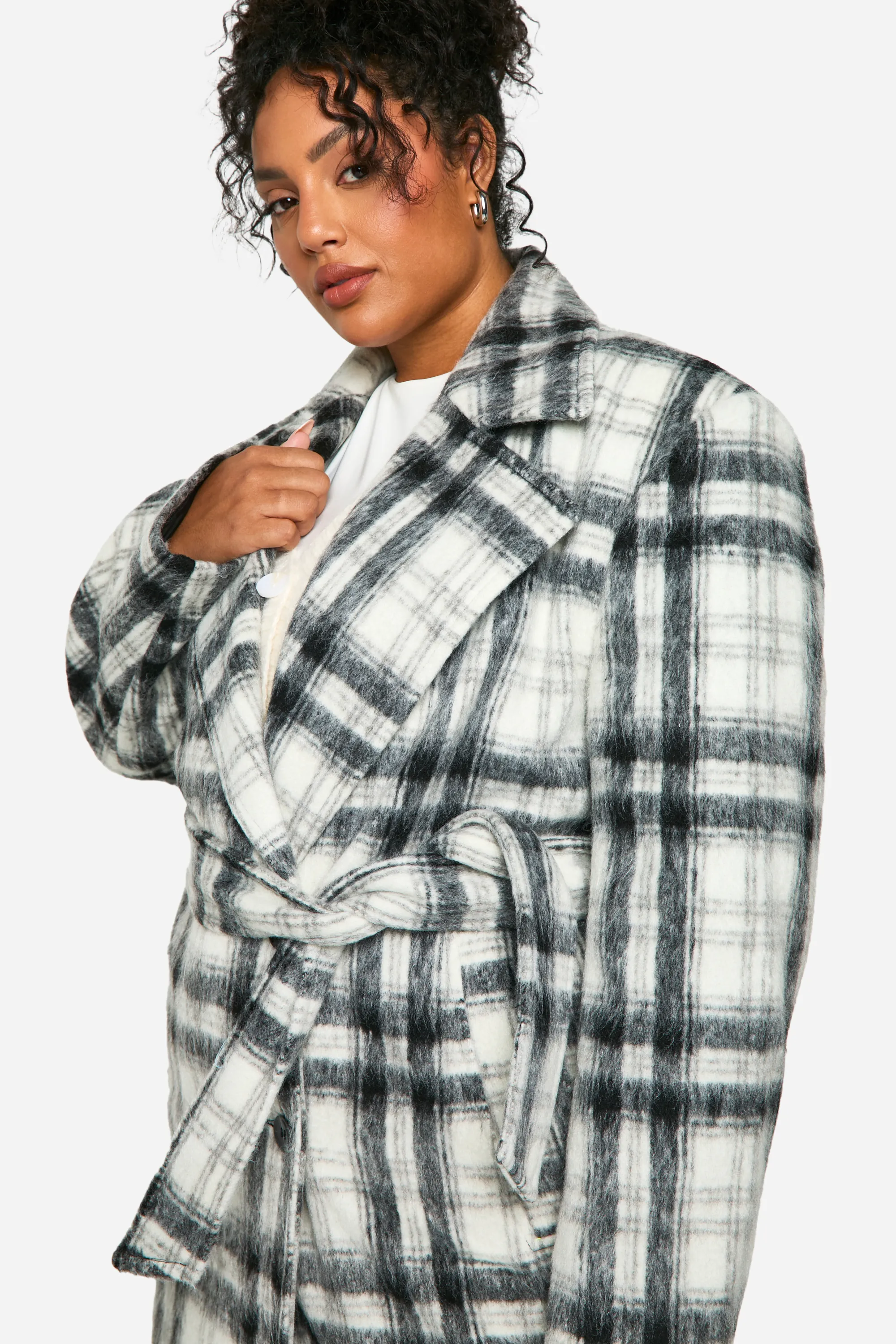Plus Check Oversized Wool Look Coat 4 Plus Check Oversized Wool Look Coat