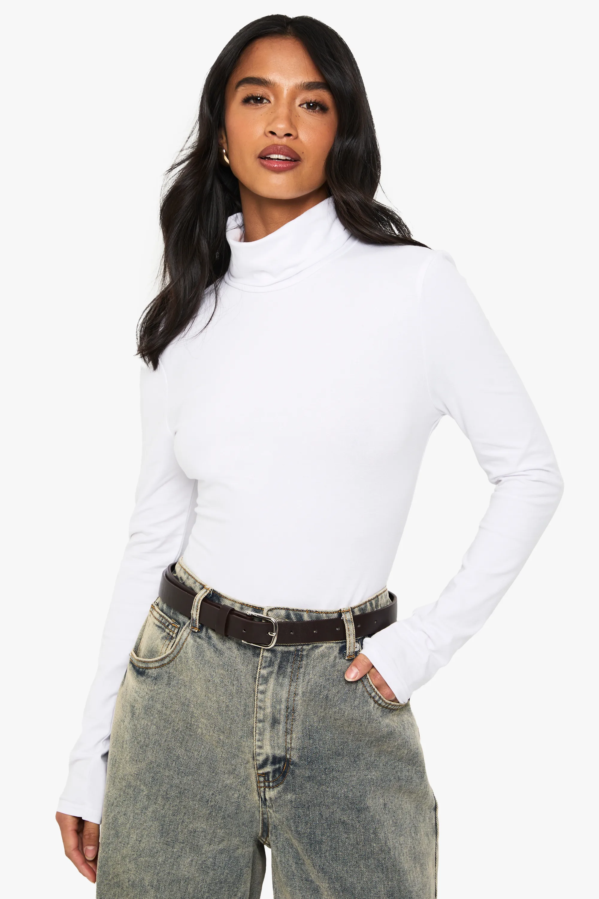 Petite Basic Roll Neck Long Sleeve Bodysuit