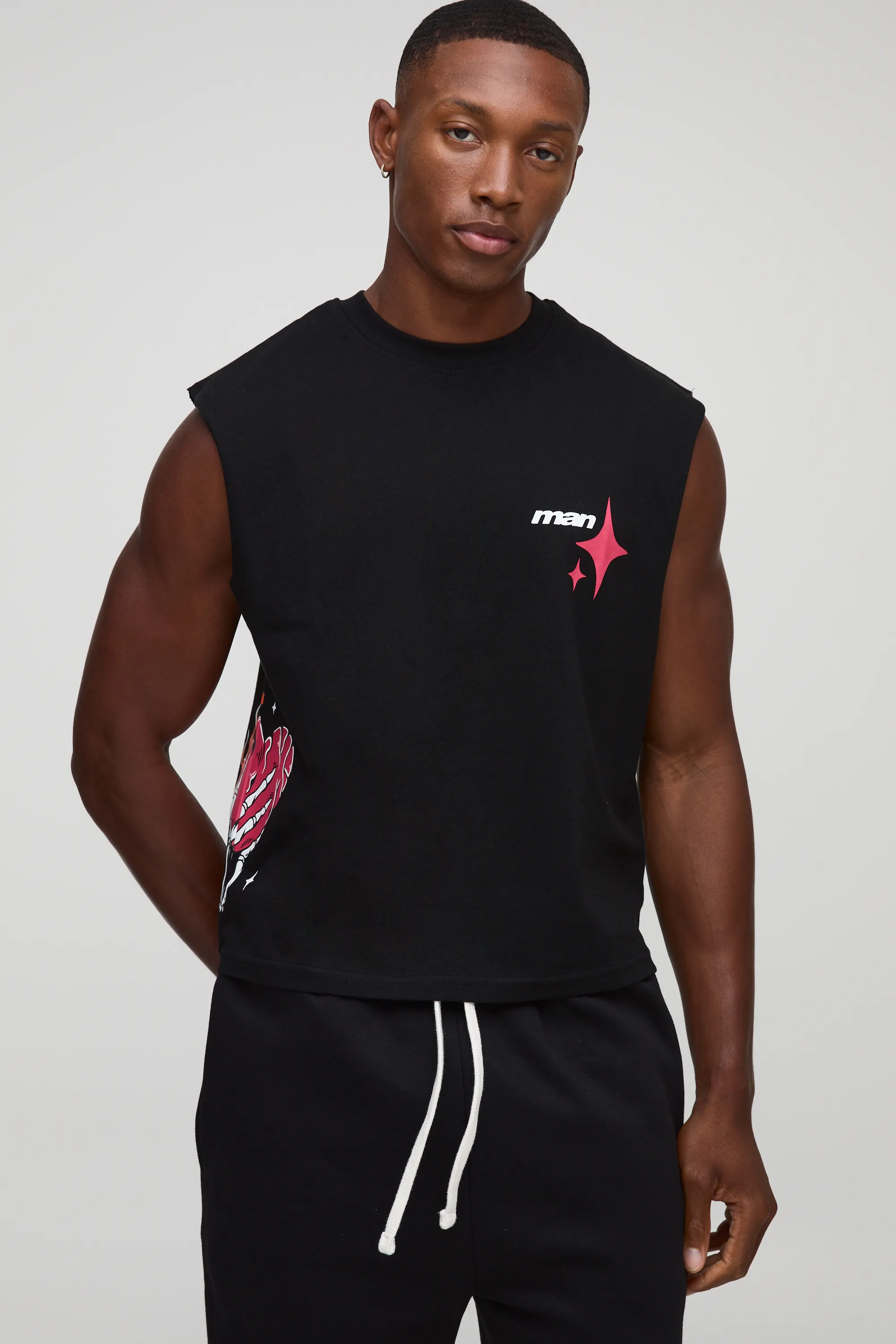 Black Boxy Heart Graphic Tank
