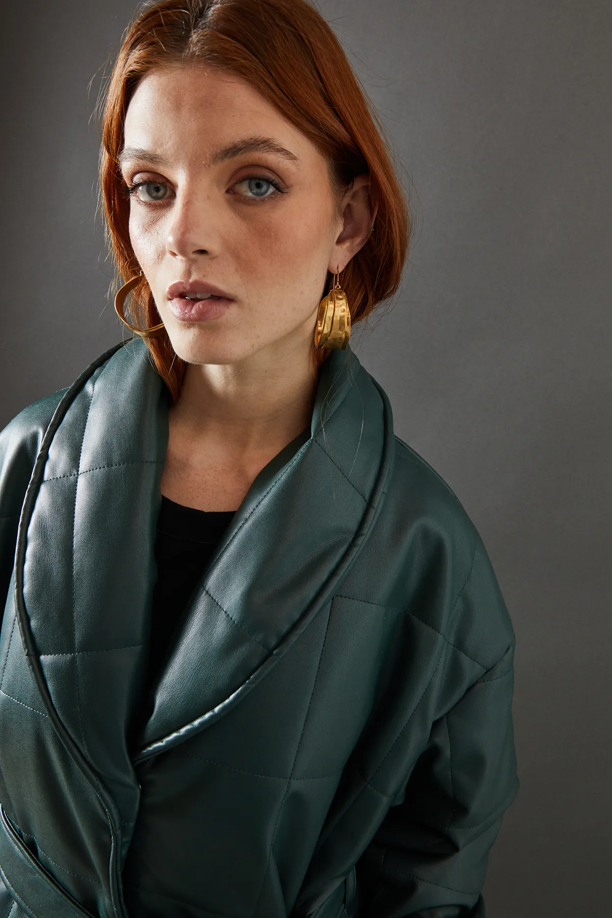 Faux Leather Wrap Belted Padded Coat 4 Faux Leather Wrap Belted Padded Coat