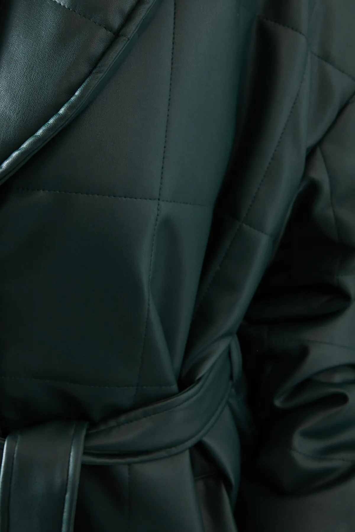 Faux Leather Wrap Belted Padded Coat 5 Faux Leather Wrap Belted Padded Coat