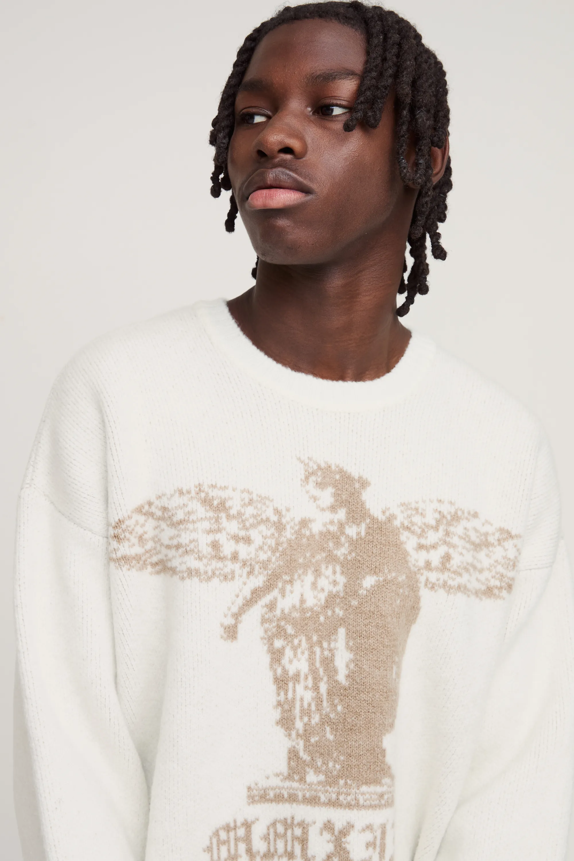 Boxy Brushed Gothic Graphic Knitted Jumper 3 Boxy Brushed Gothic Graphic Knitted Jumper