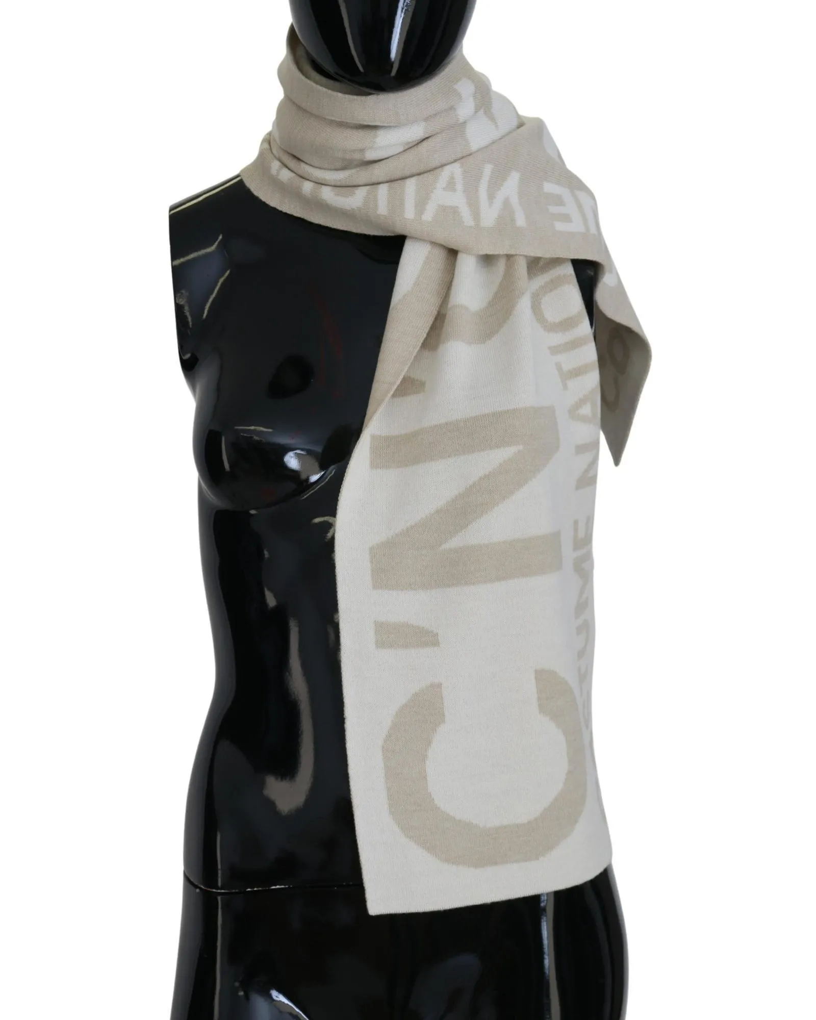 Logo Knitted Scarf- Beige Scarves
