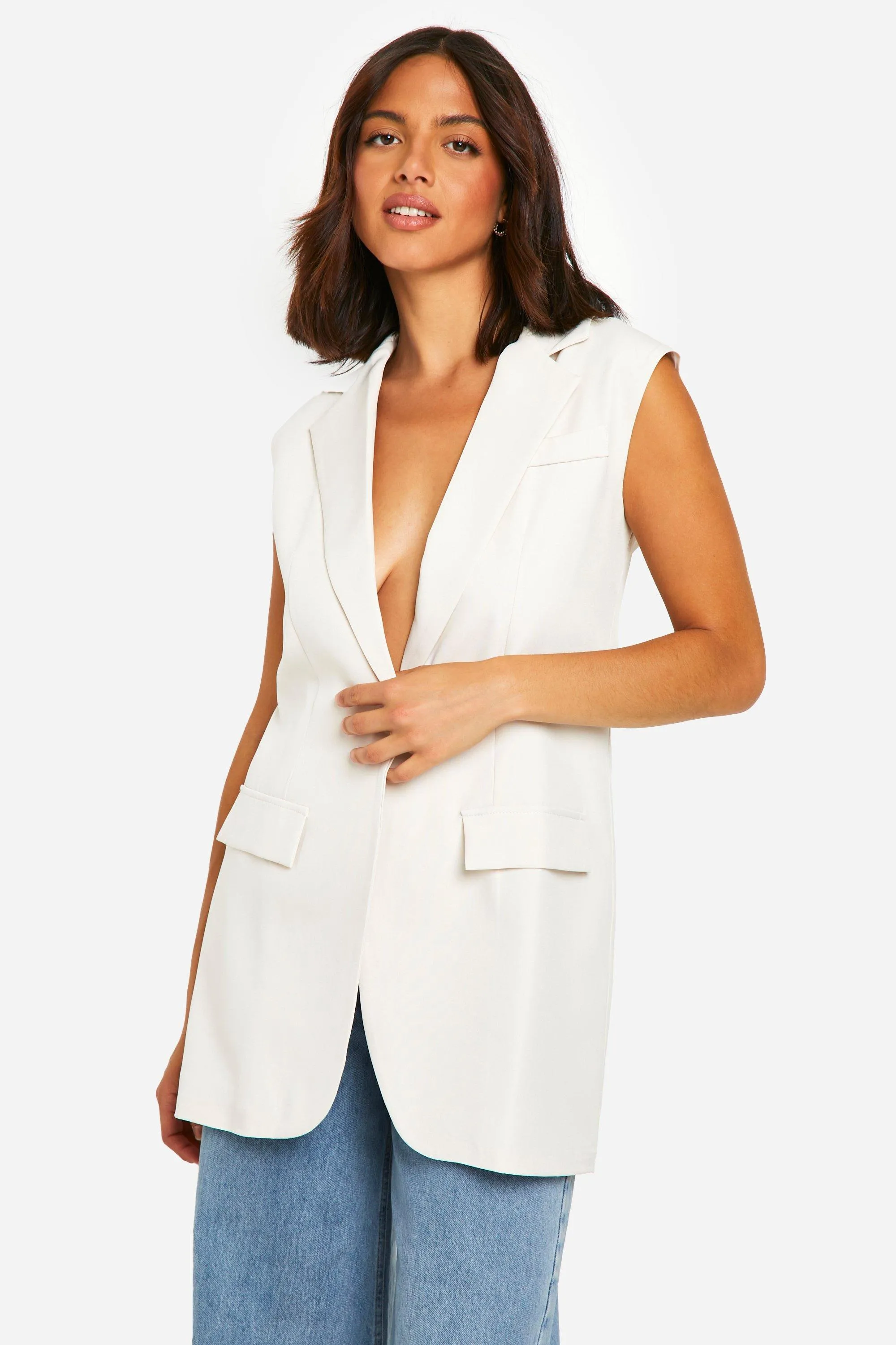 Longline Sleeveless Blazer 1 Longline Sleeveless Blazer