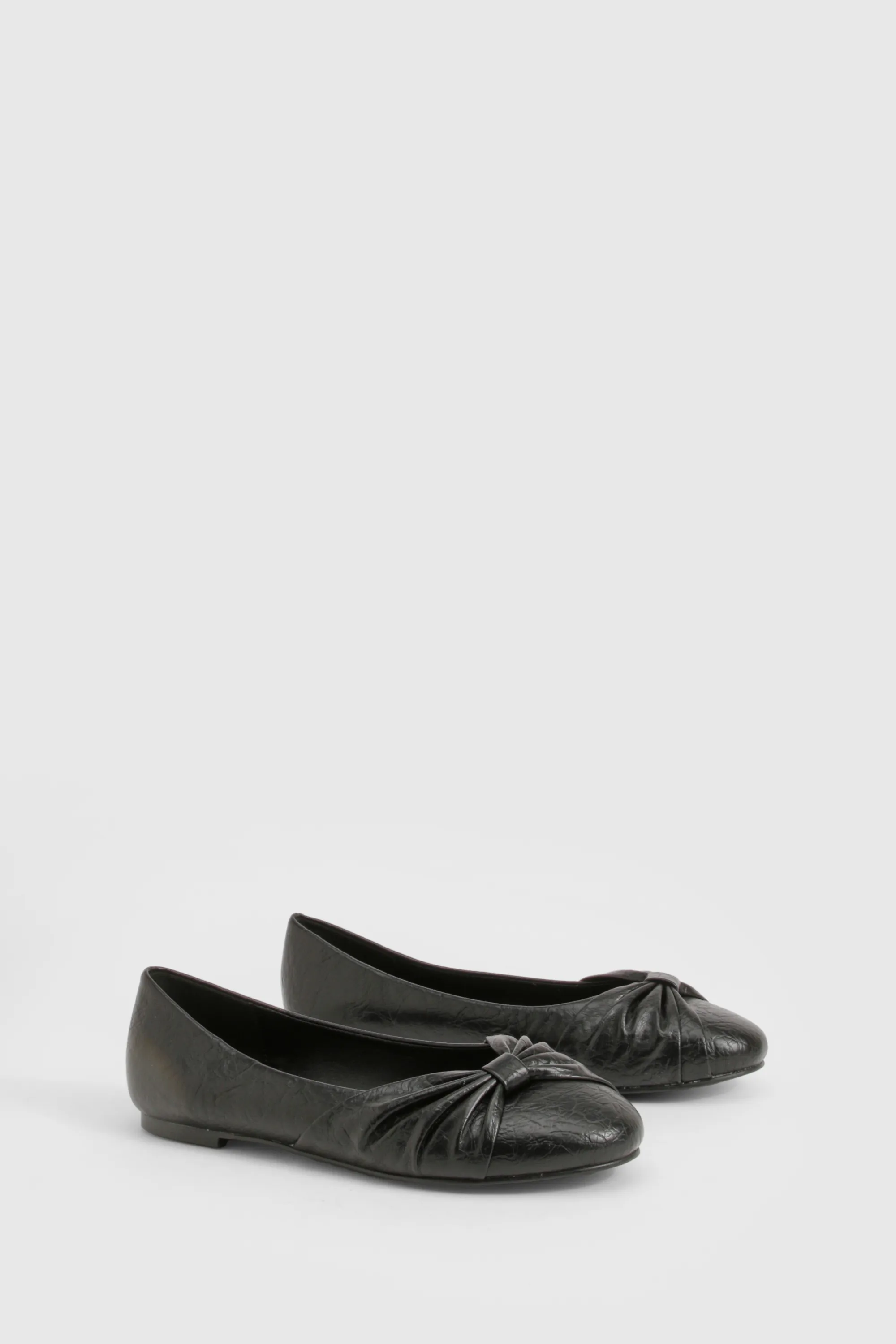 Wide Fit Crinkle Chunky Bow Ballet Flats 1 Wide Fit Crinkle Chunky Bow Ballet Flats