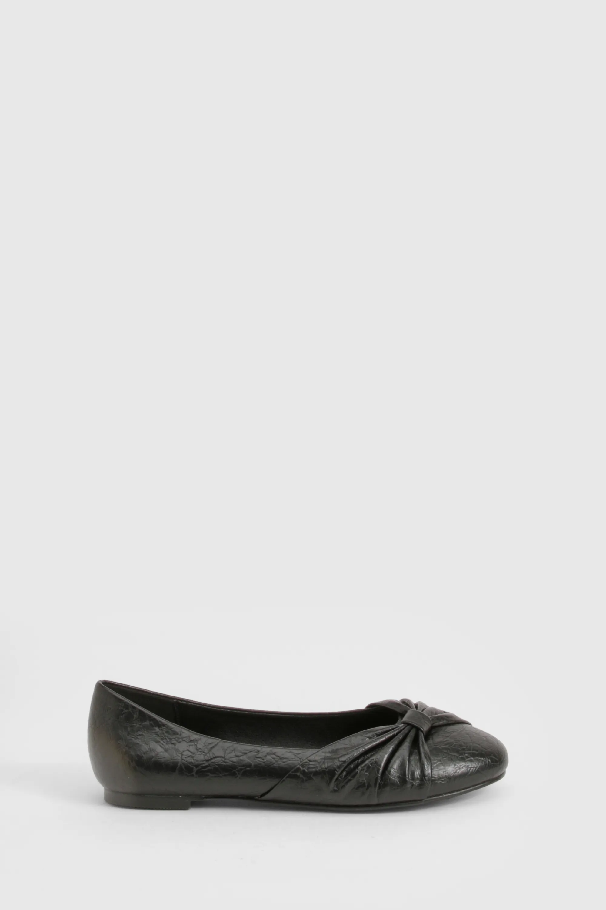 Wide Fit Crinkle Chunky Bow Ballet Flats 3 Wide Fit Crinkle Chunky Bow Ballet Flats