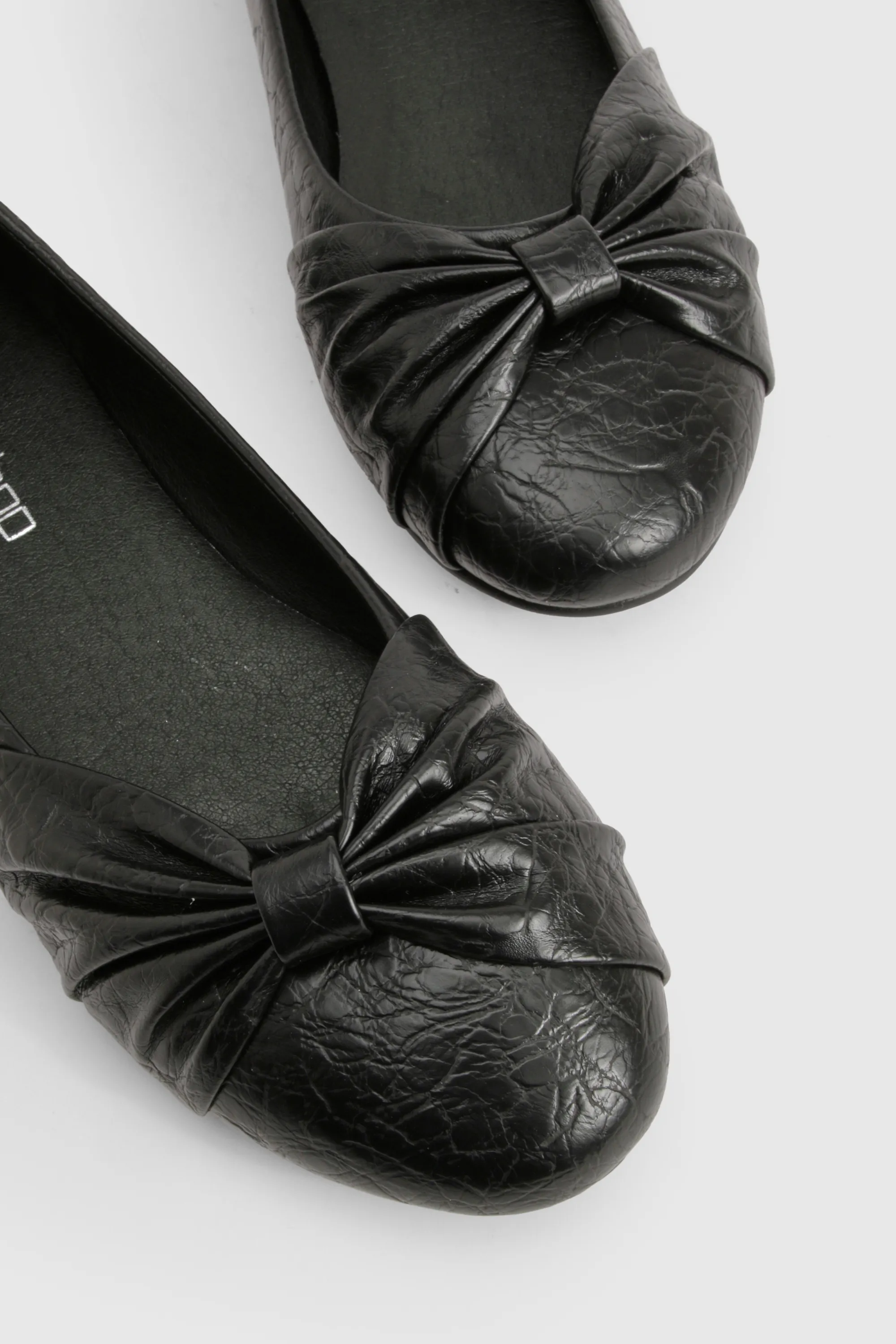 Wide Fit Crinkle Chunky Bow Ballet Flats 5 Wide Fit Crinkle Chunky Bow Ballet Flats