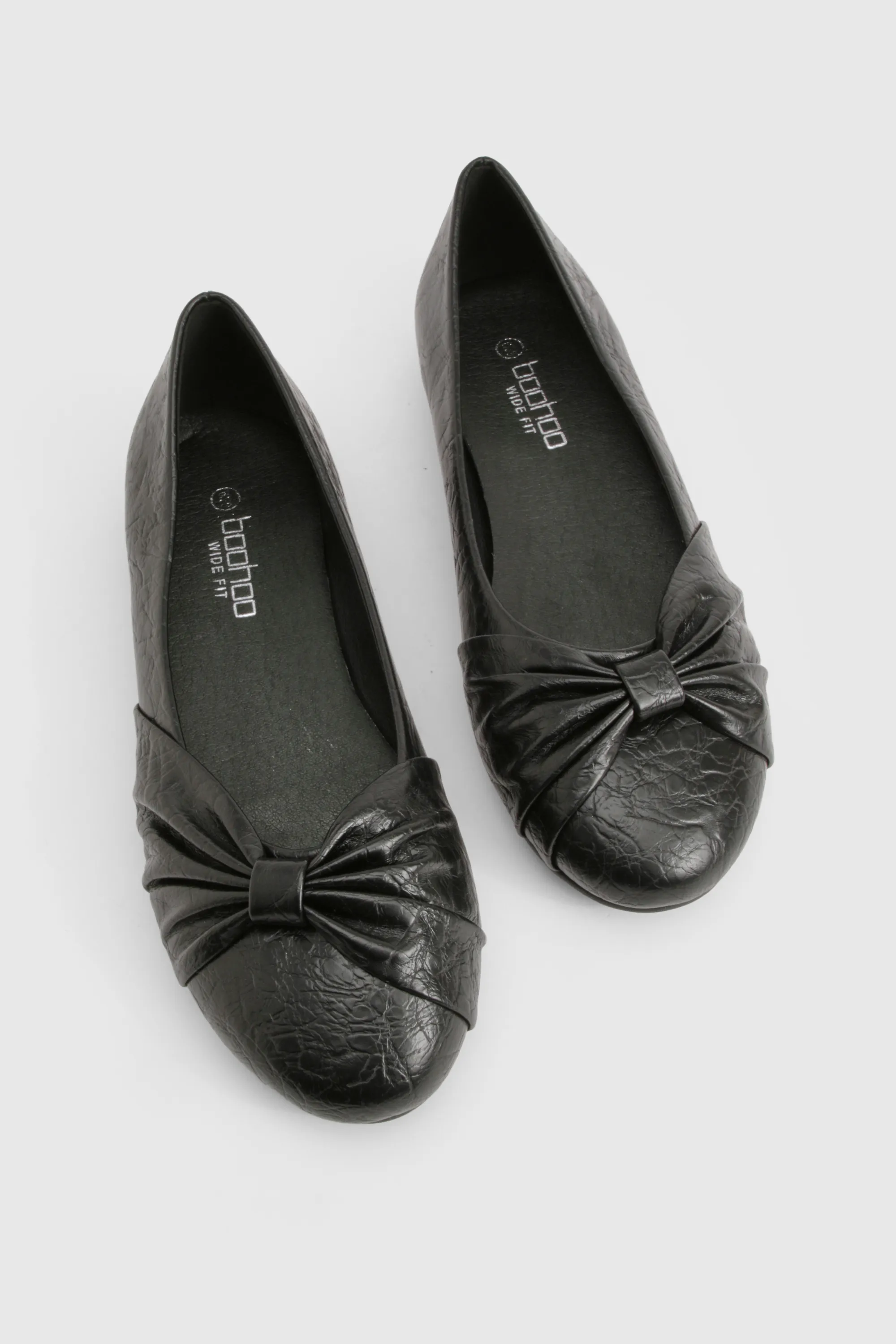 Wide Fit Crinkle Chunky Bow Ballet Flats 6 Wide Fit Crinkle Chunky Bow Ballet Flats