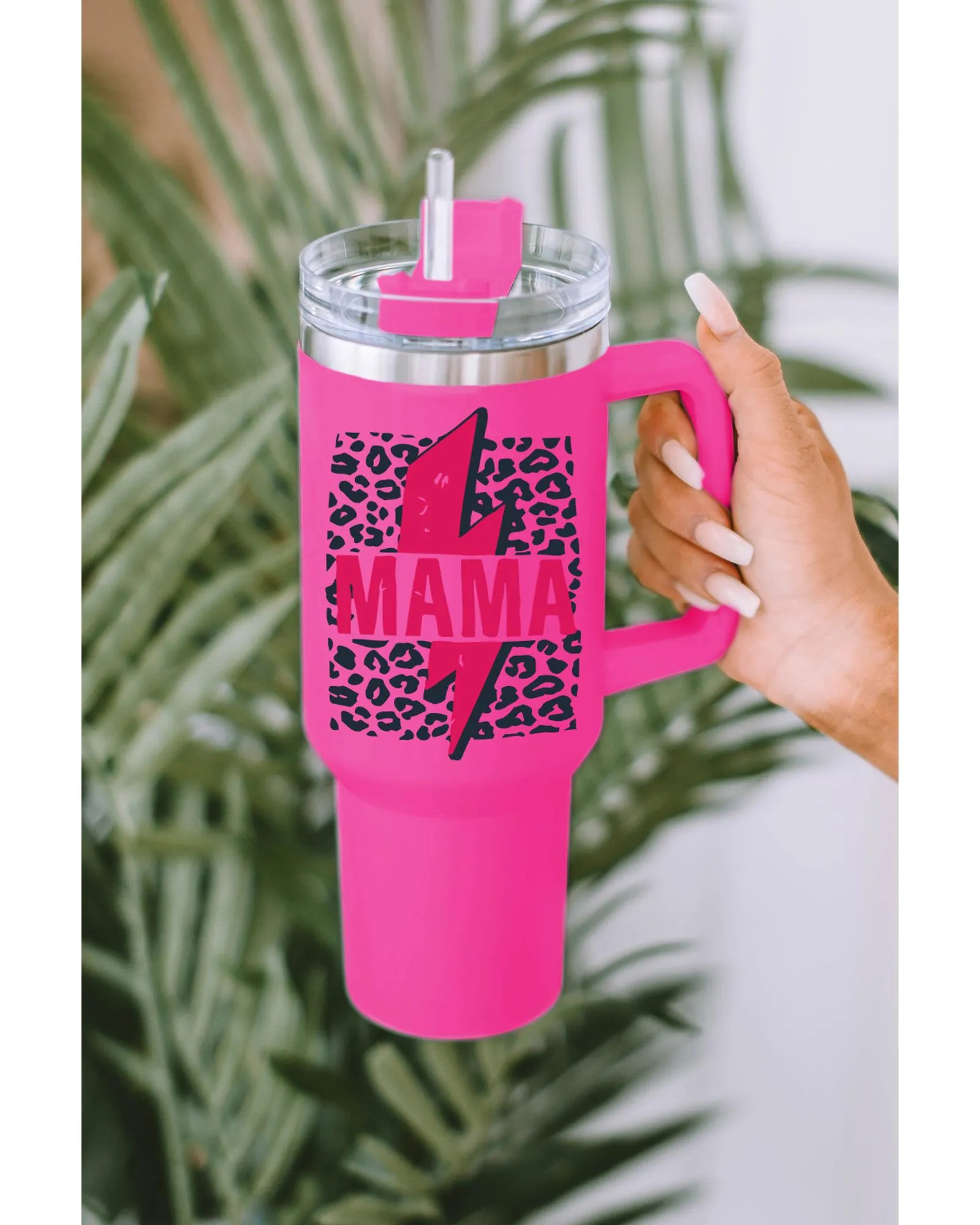 Rose Mama Lightning Leopard Print Straw Stainless Steel Insulate Cup 5 Rose Mama Lightning Leopard Print Straw Stainless Steel Insulate Cup