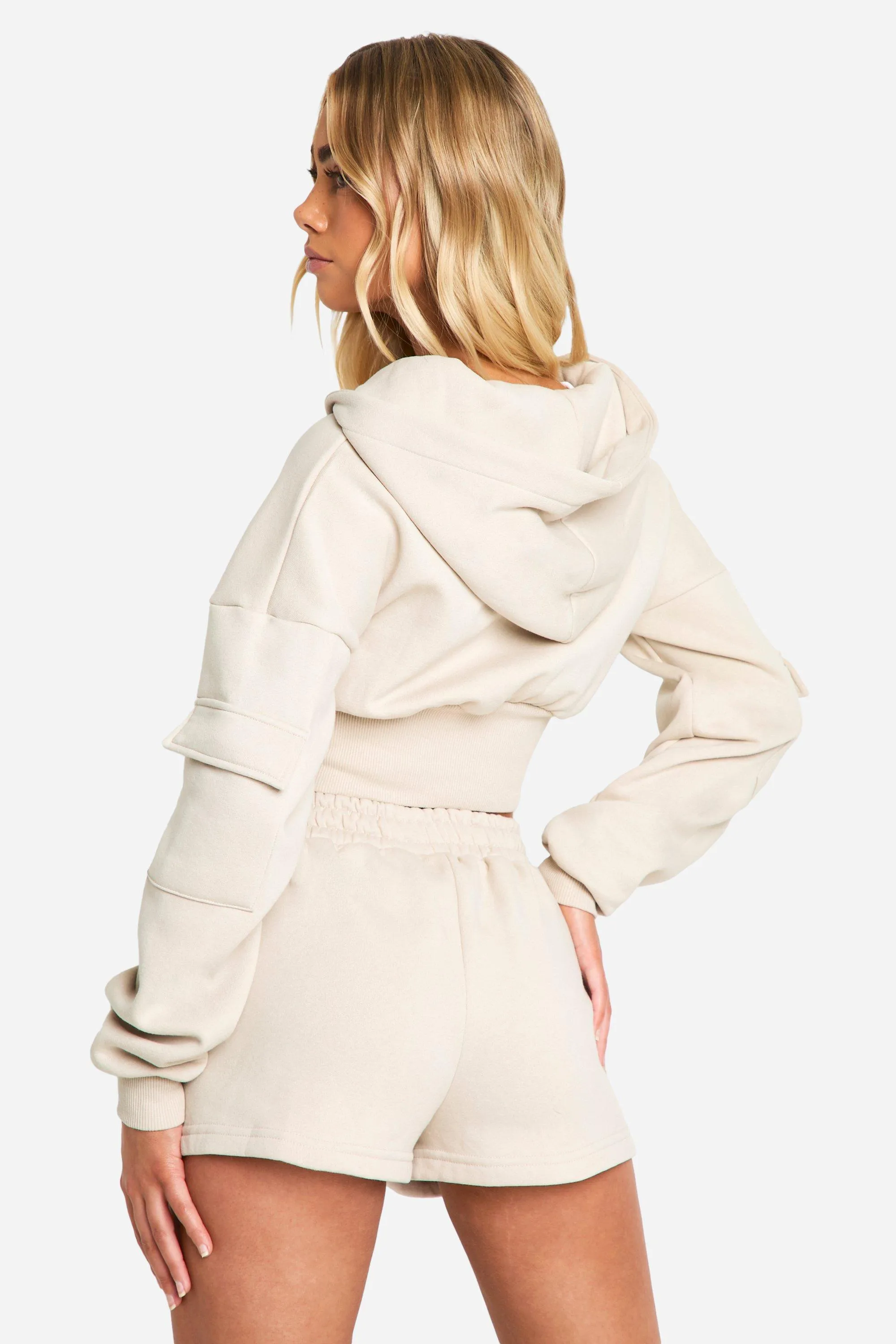 Cargo Pocket Zip Through Hooded Short Tracksuit 2 Cargo Pocket Zip Through Hooded Short Tracksuit