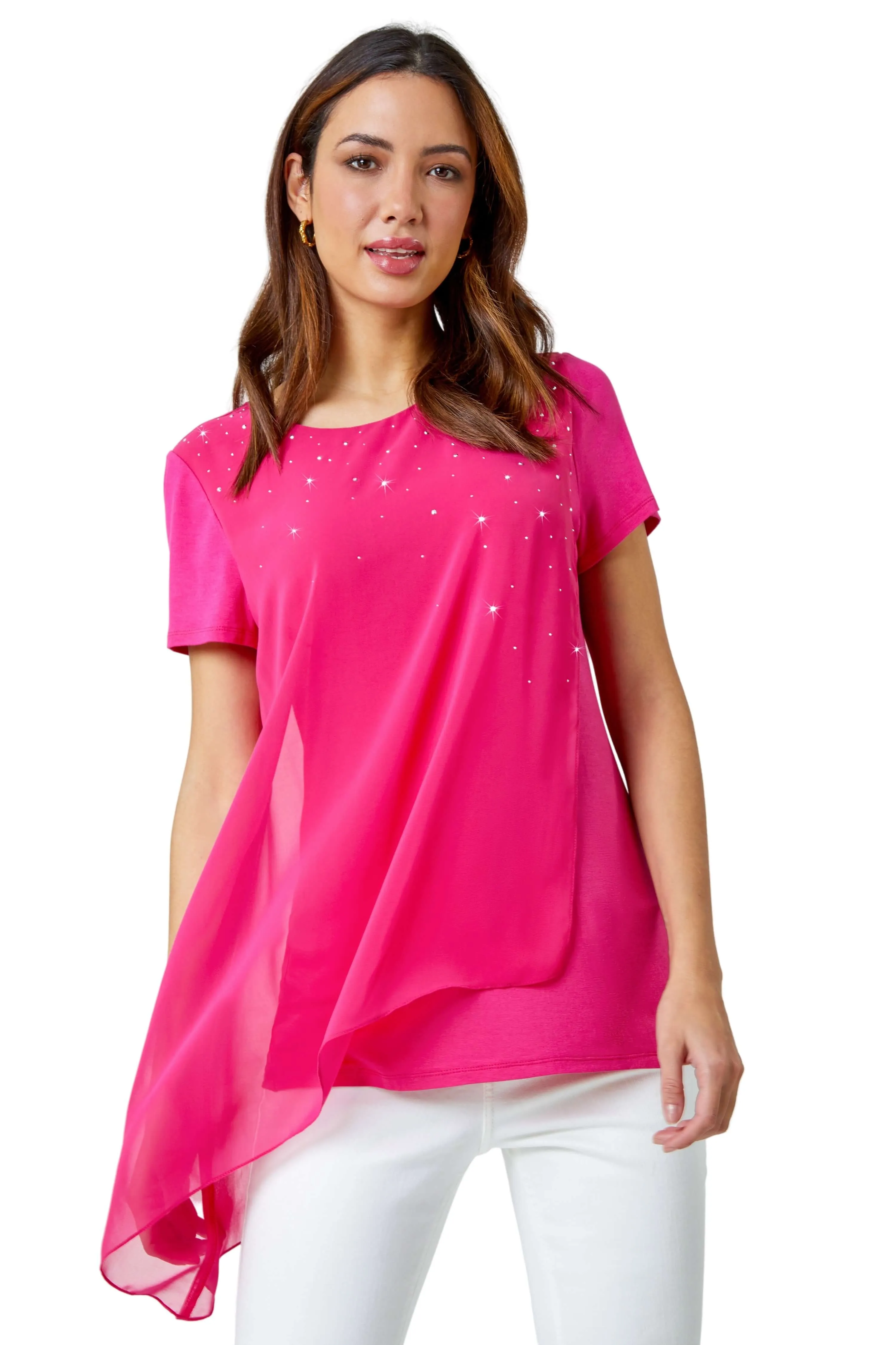 Diamante Embellished Overlay Top
