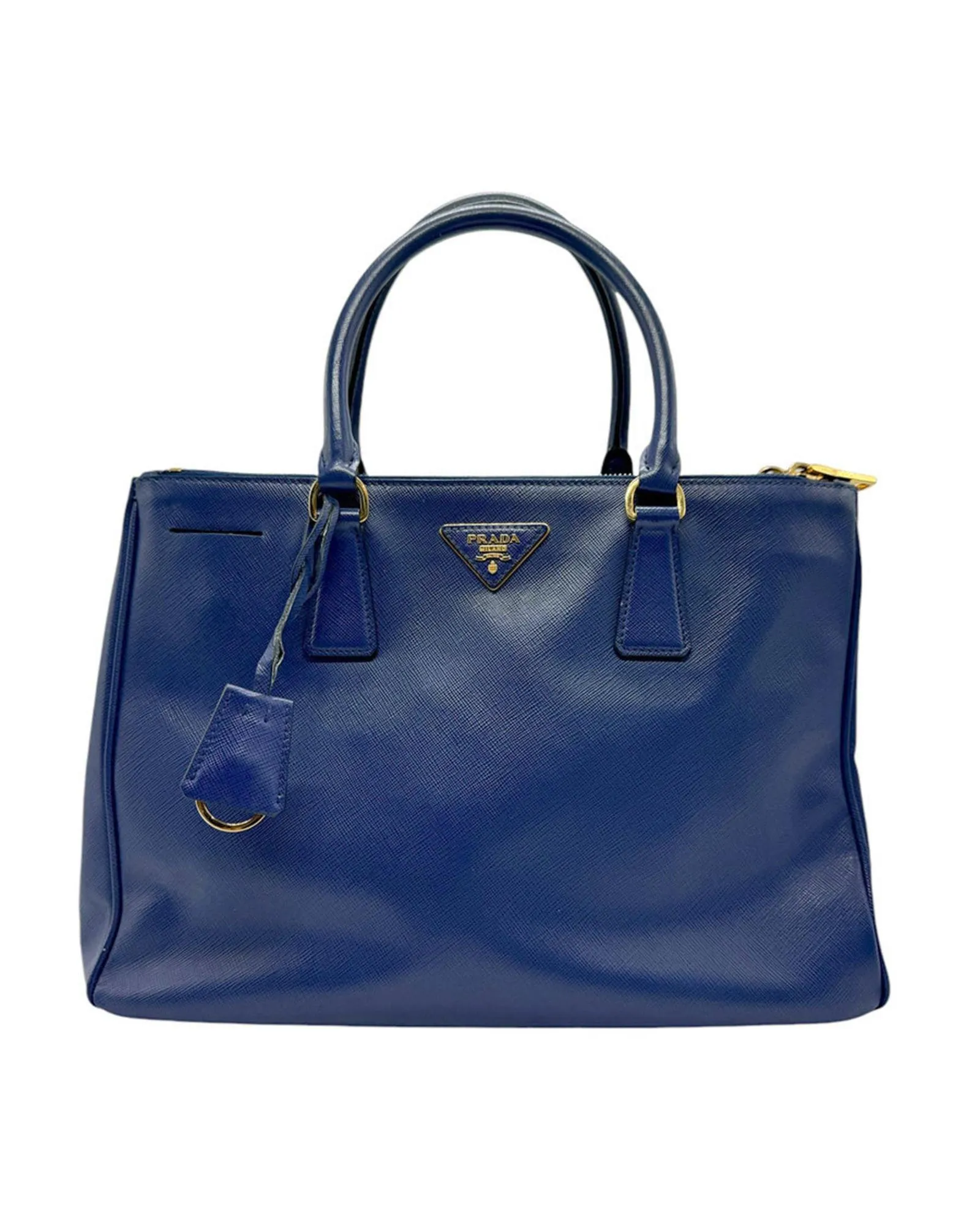 Preloved Saffiano Lux Tote Leather Handbag- Blue