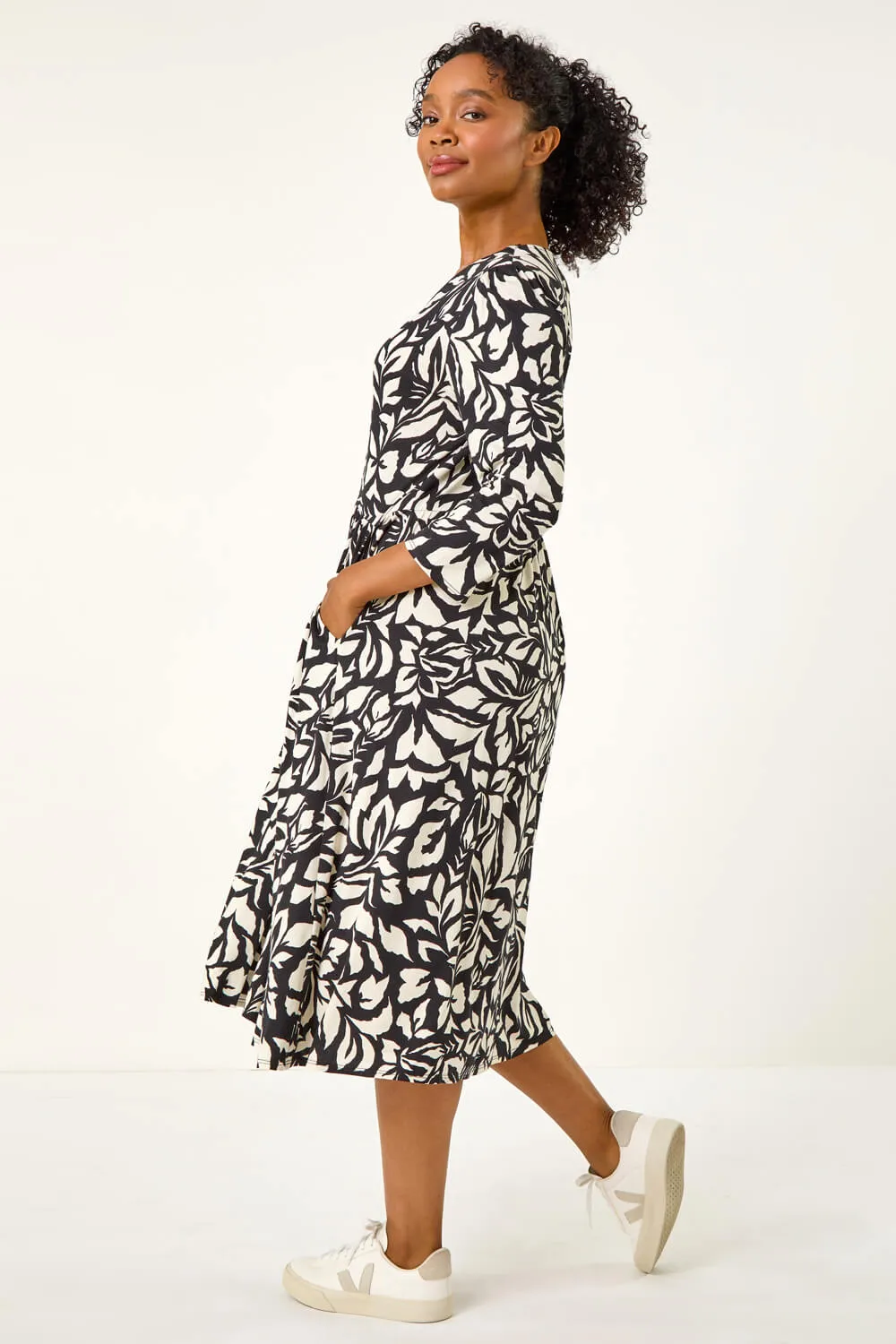 Petite Floral Buttoned Stretch Dress 4 Petite Floral Buttoned Stretch Dress