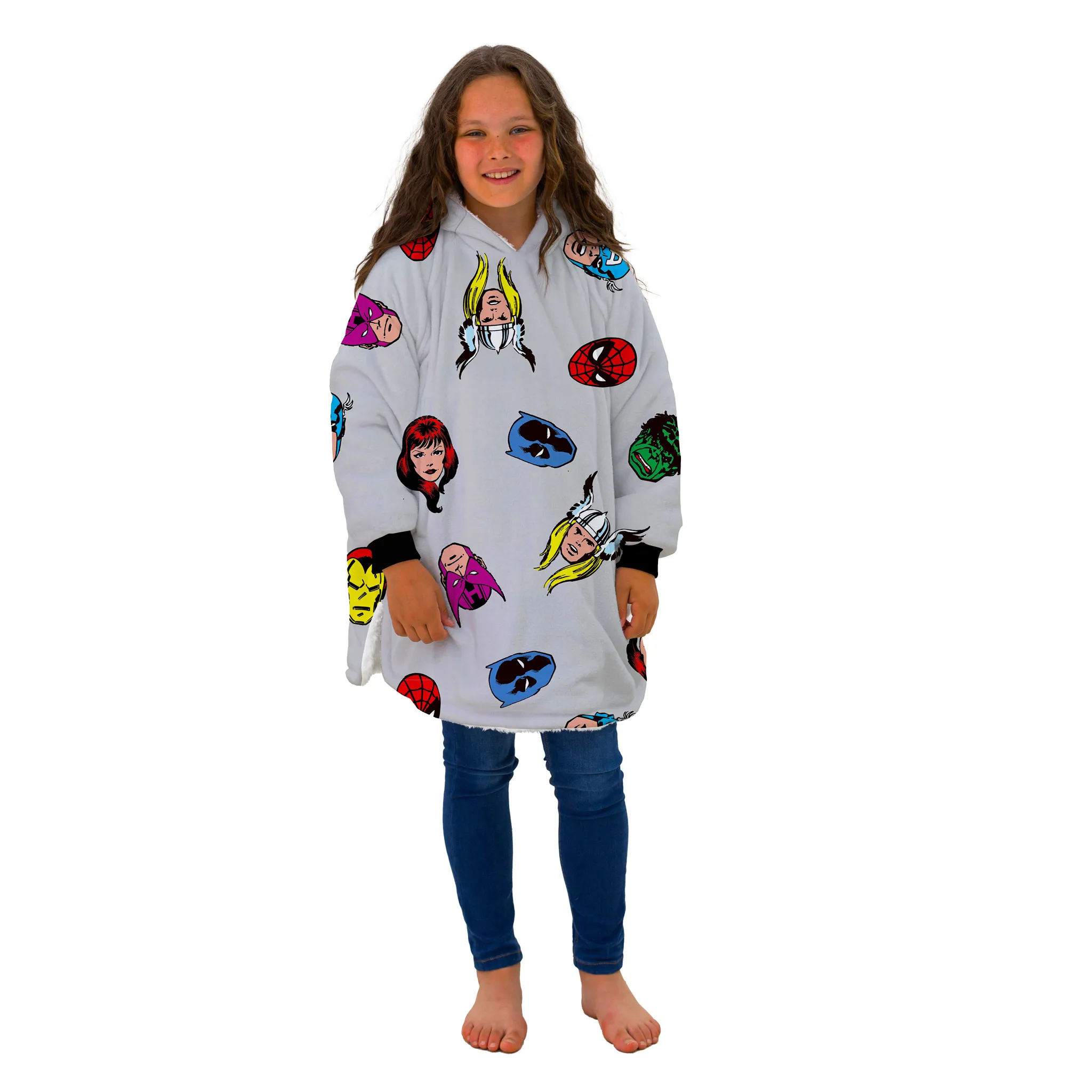 Marvel Comics Faces Hooded Wearable Fleece 1 Marvel Comics Faces Hooded Wearable Fleece