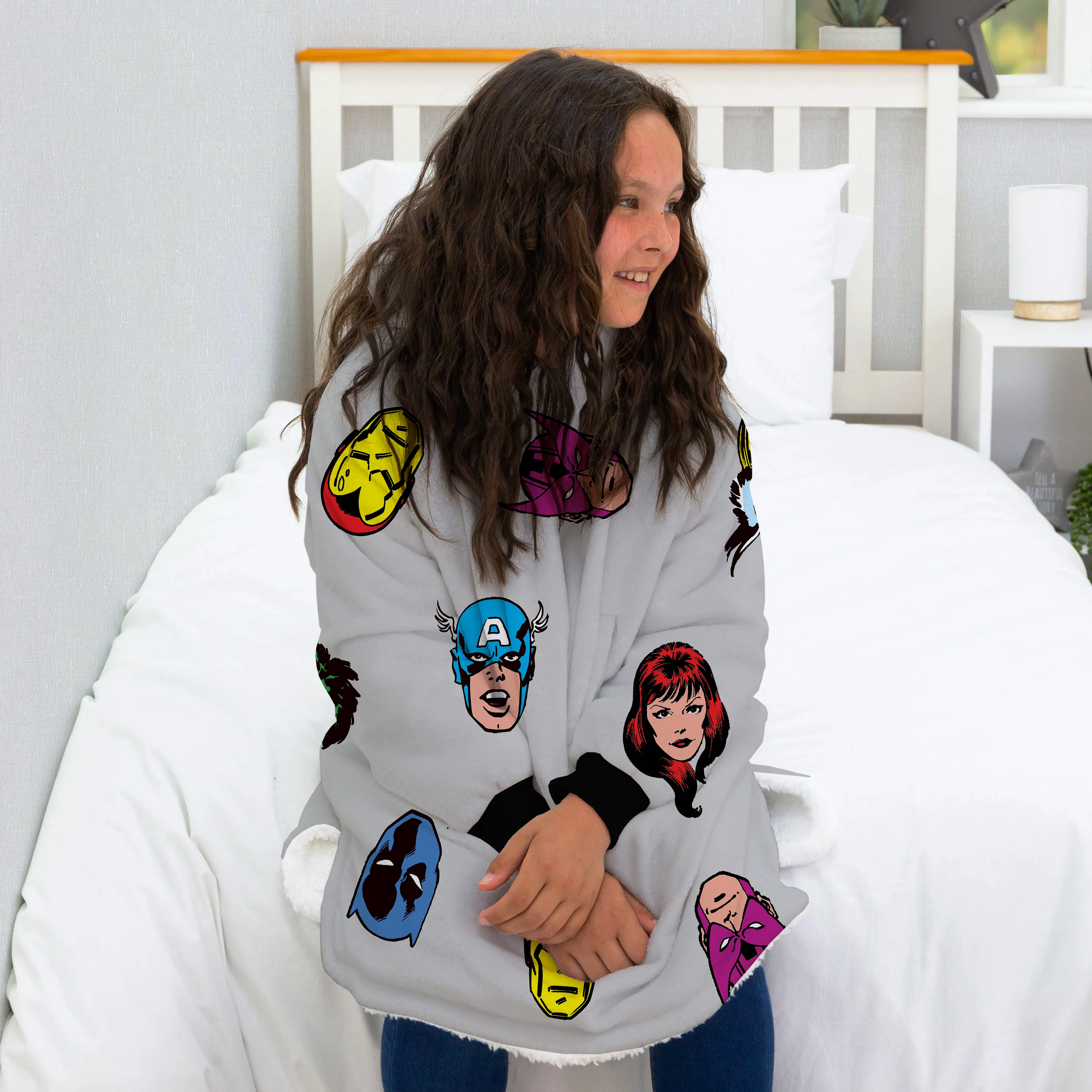Marvel Comics Faces Hooded Wearable Fleece 2 Marvel Comics Faces Hooded Wearable Fleece