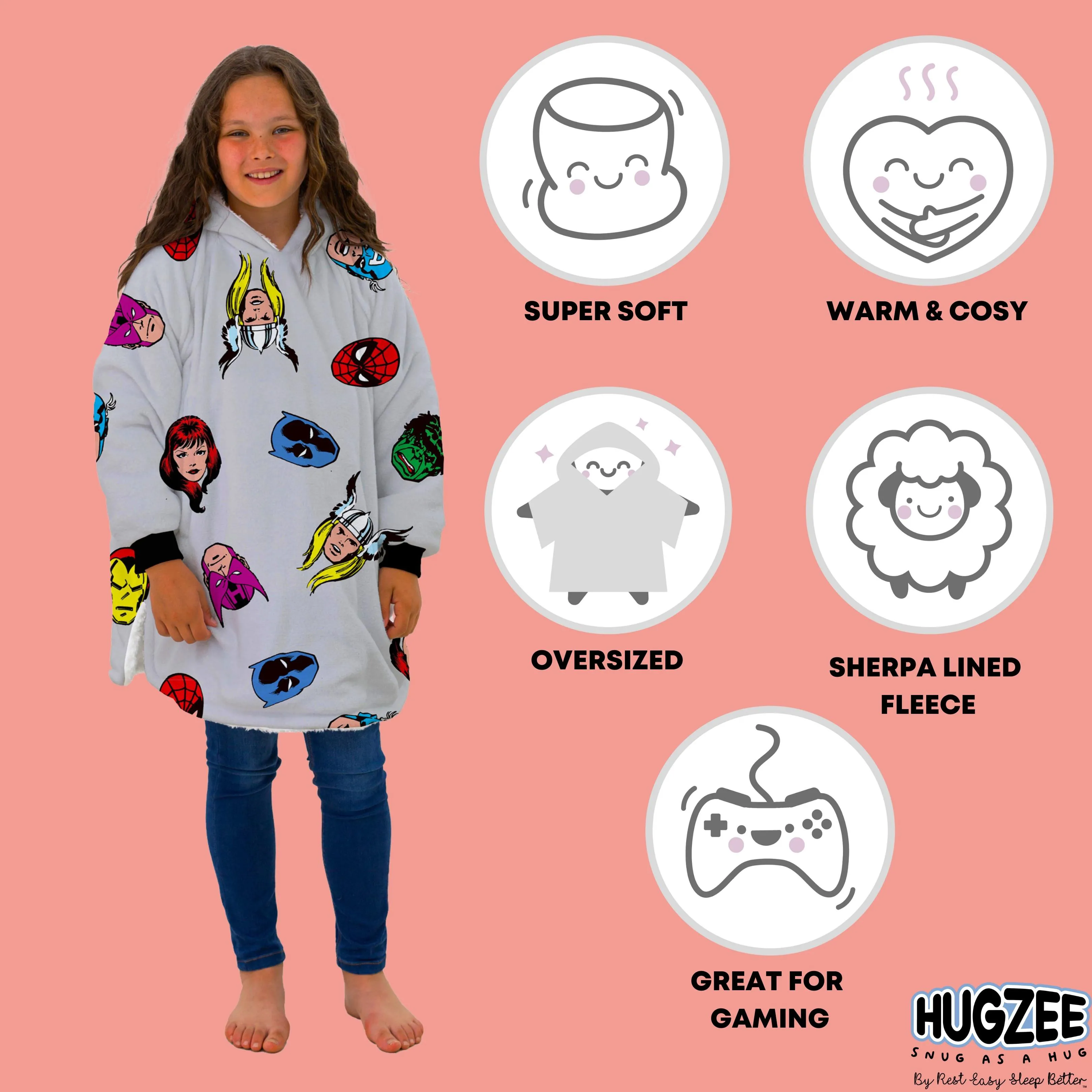 Marvel Comics Faces Hooded Wearable Fleece 4 Marvel Comics Faces Hooded Wearable Fleece