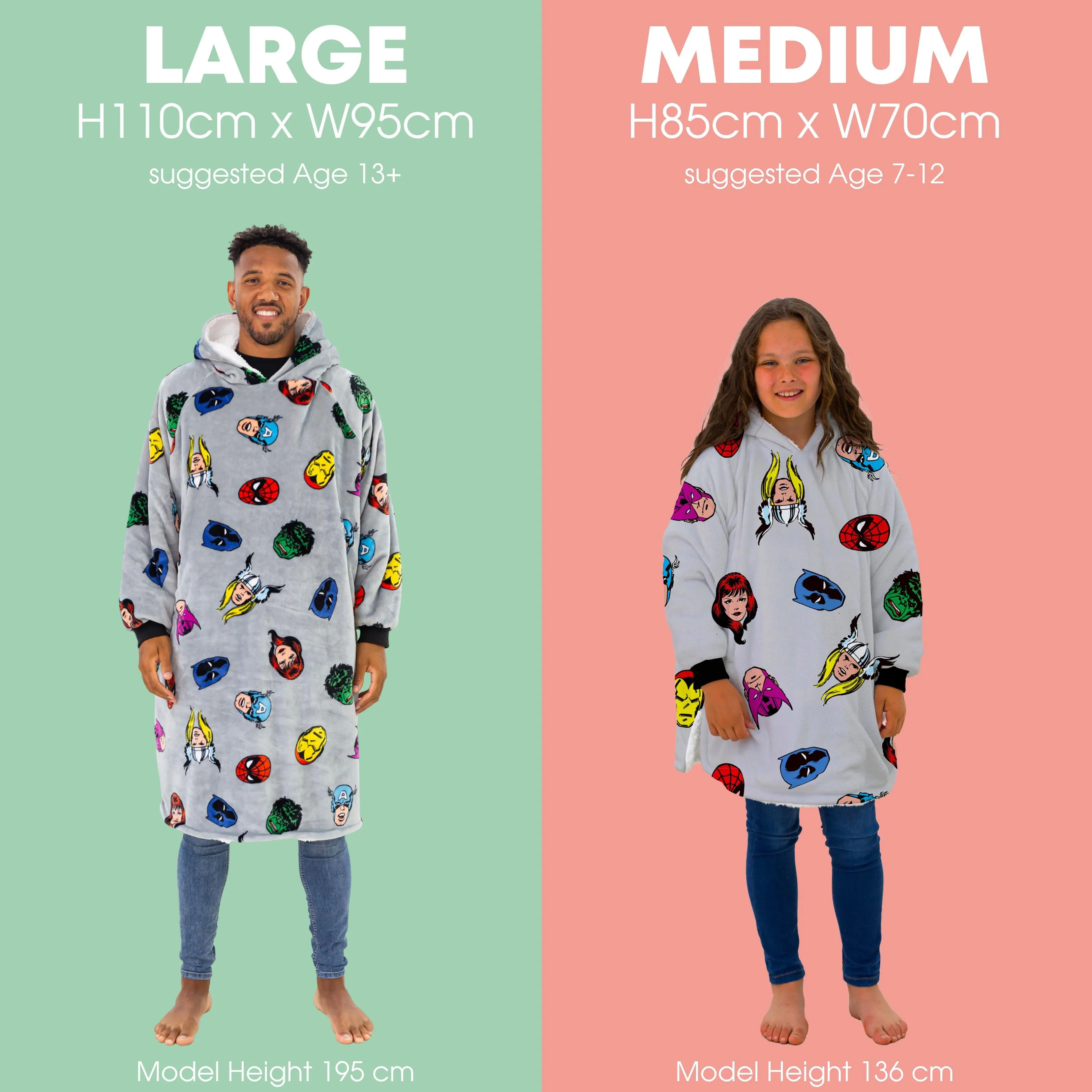 Marvel Comics Faces Hooded Wearable Fleece 5 Marvel Comics Faces Hooded Wearable Fleece