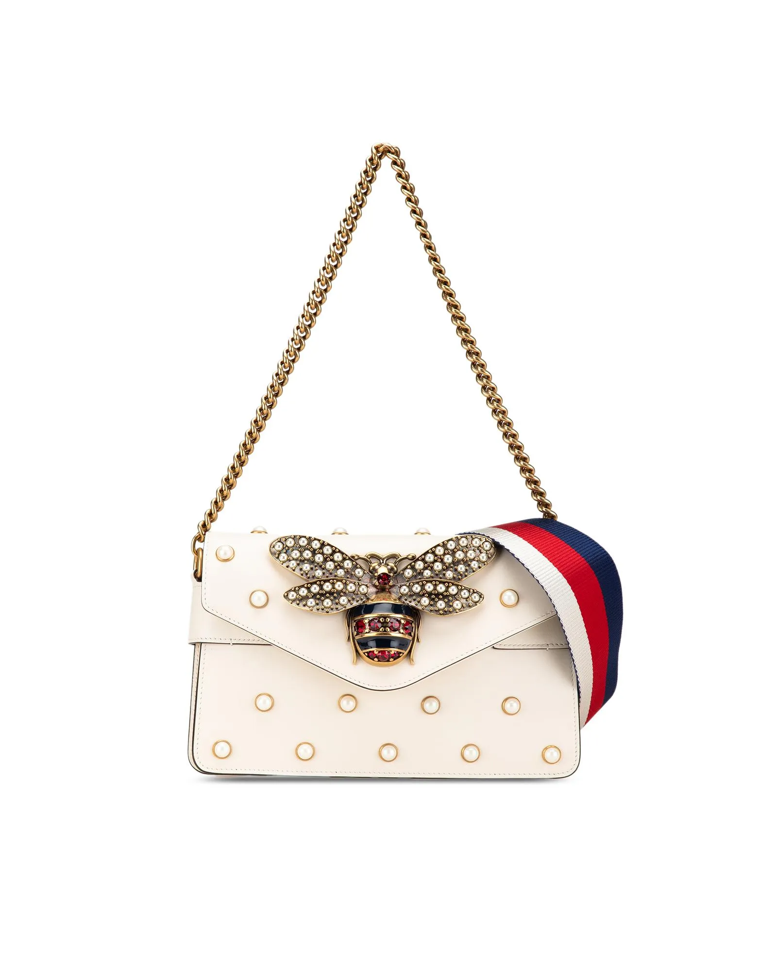 Preloved Ophidia Bee Pearl Embellished- White Satchel