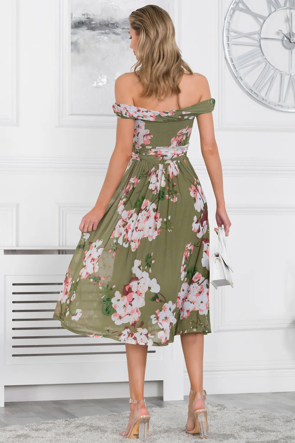 BARDOT NECK MESH MIDI DRESS 2 BARDOT NECK MESH MIDI DRESS