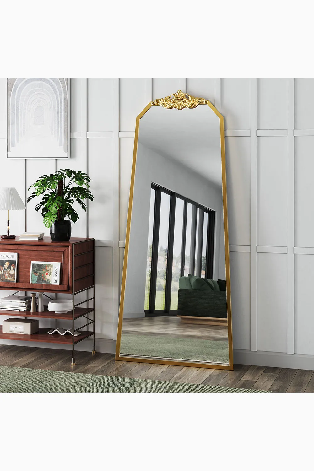 80cm W x 180cm H Gold Wave Carved Metal Framed Decorative Full-Length Mirror 1 80cm W x 180cm H Gold Wave Carved Metal Framed Decorative Full-Length Mirror