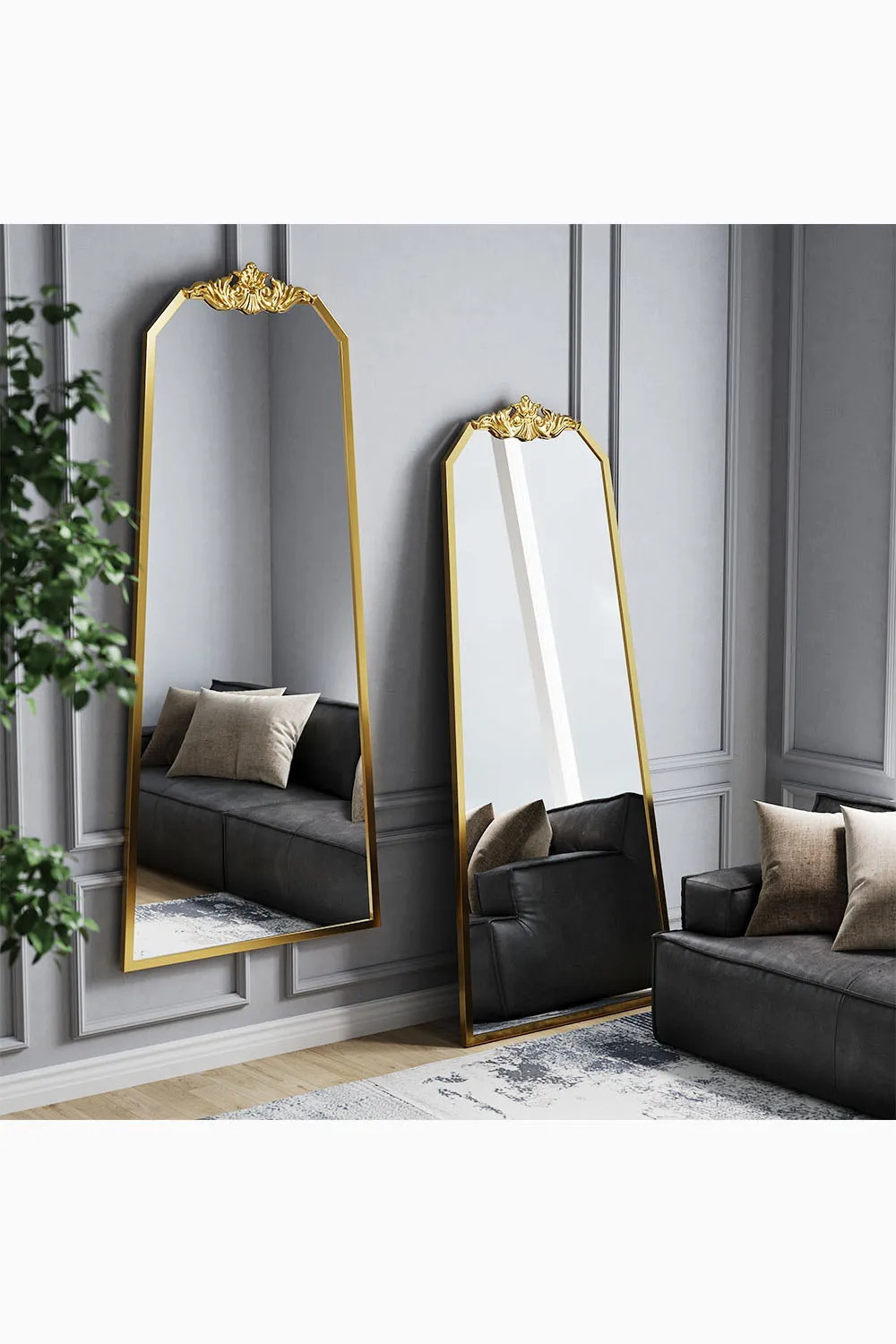 80cm W x 180cm H Gold Wave Carved Metal Framed Decorative Full-Length Mirror 2 80cm W x 180cm H Gold Wave Carved Metal Framed Decorative Full-Length Mirror