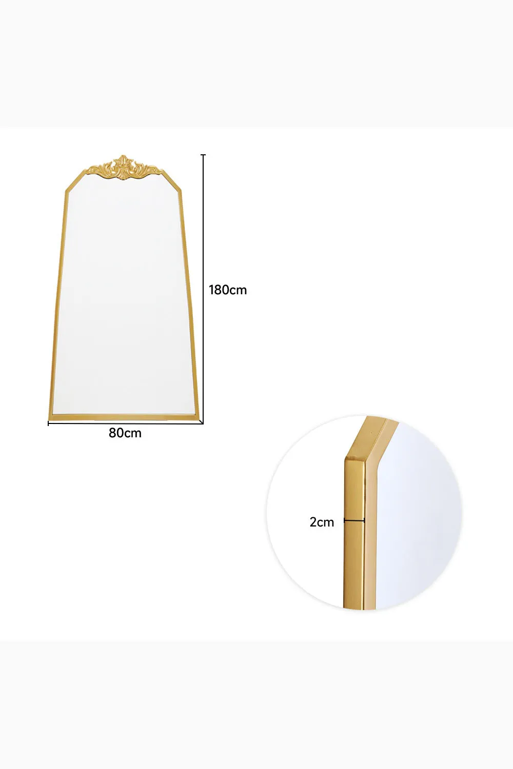 80cm W x 180cm H Gold Wave Carved Metal Framed Decorative Full-Length Mirror 3 80cm W x 180cm H Gold Wave Carved Metal Framed Decorative Full-Length Mirror